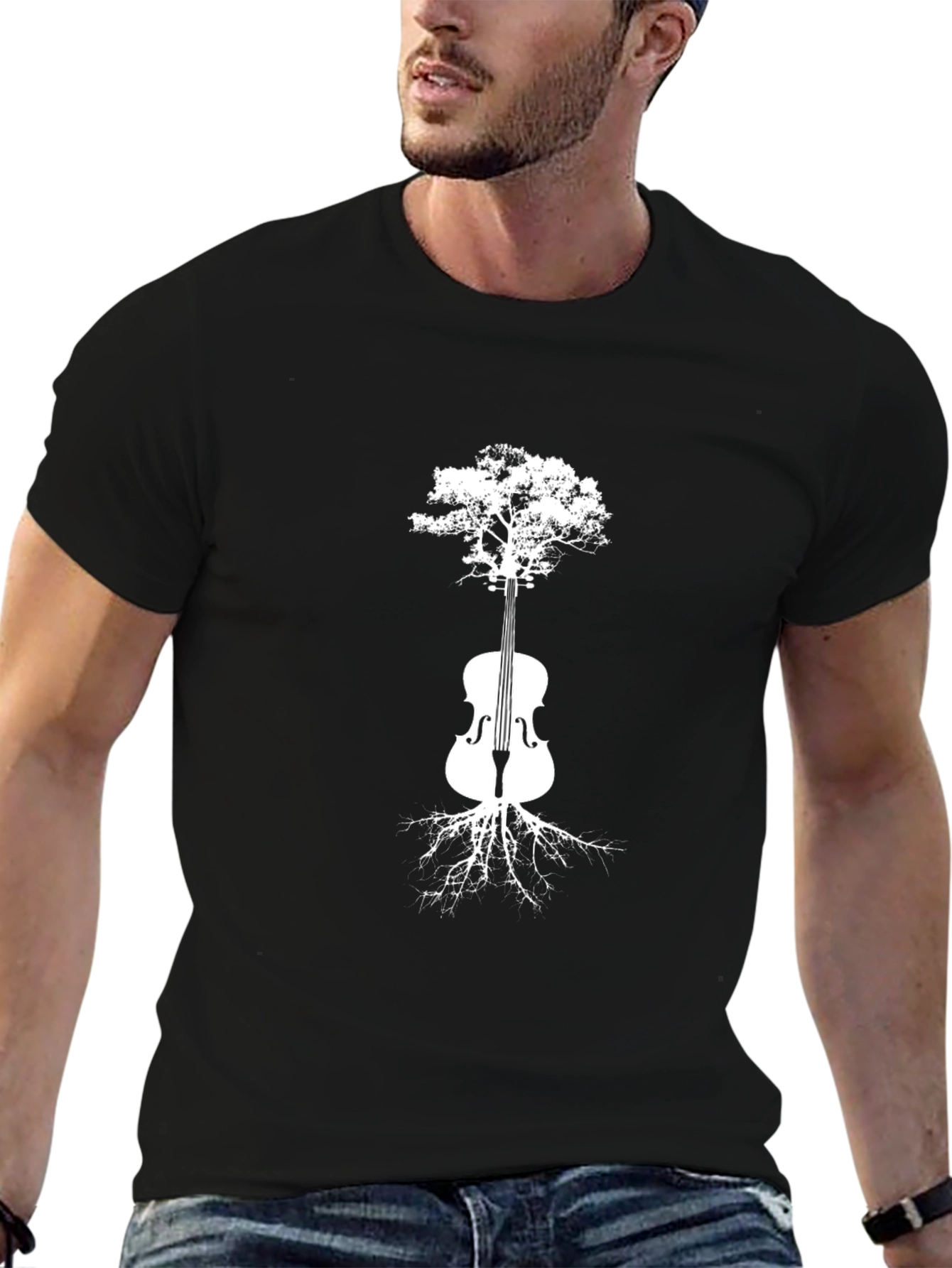Black Musical Tree Men's Graphic Tee - Black view 6