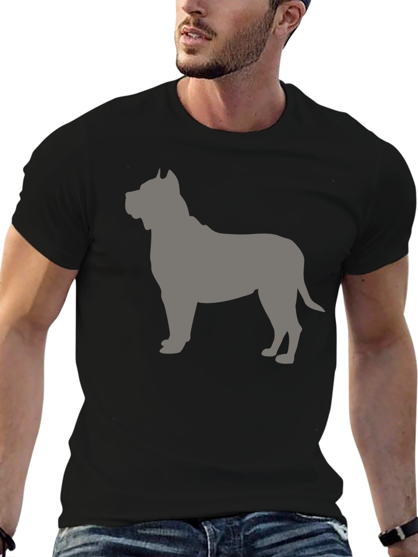 Black Pitbull Silhouette T-Shirt - Black view 6