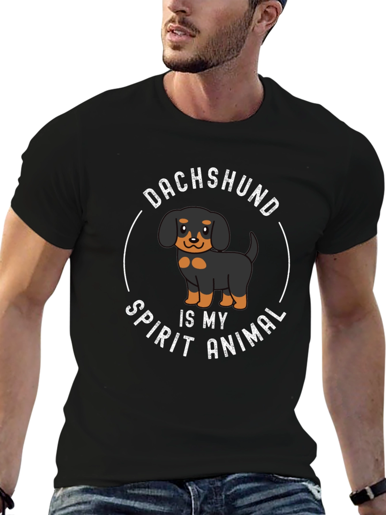 Black Dachshund Spirit Animal Black Graphic Tee view 6