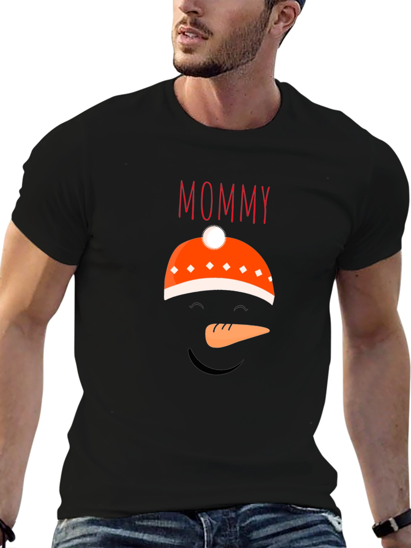 Black Mommy Snowman Graphic Tee - Holiday Fun view 6