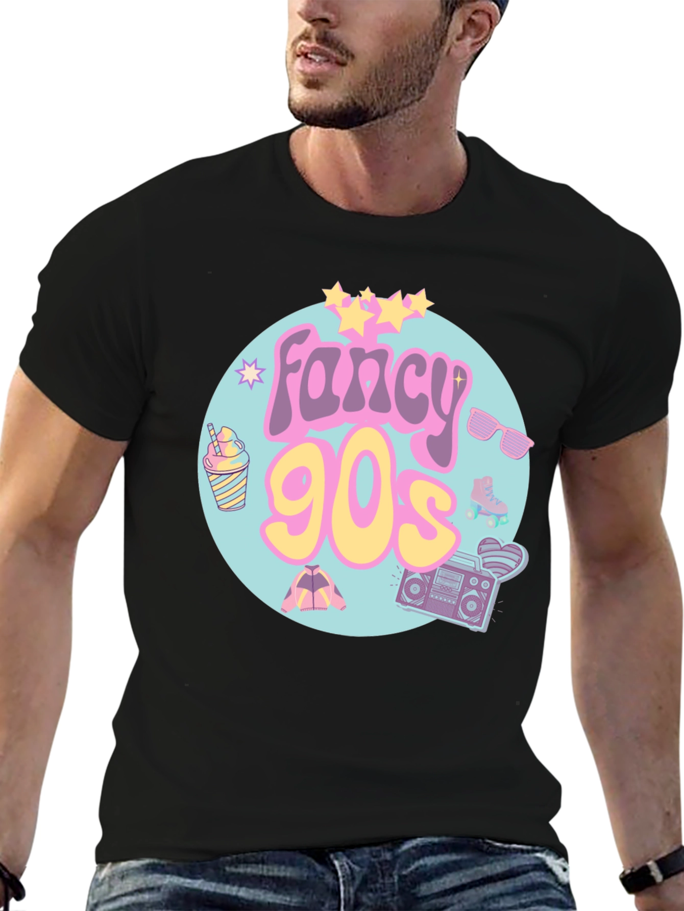 Black Fancy 90s Graphic Tee - Retro Style view 6