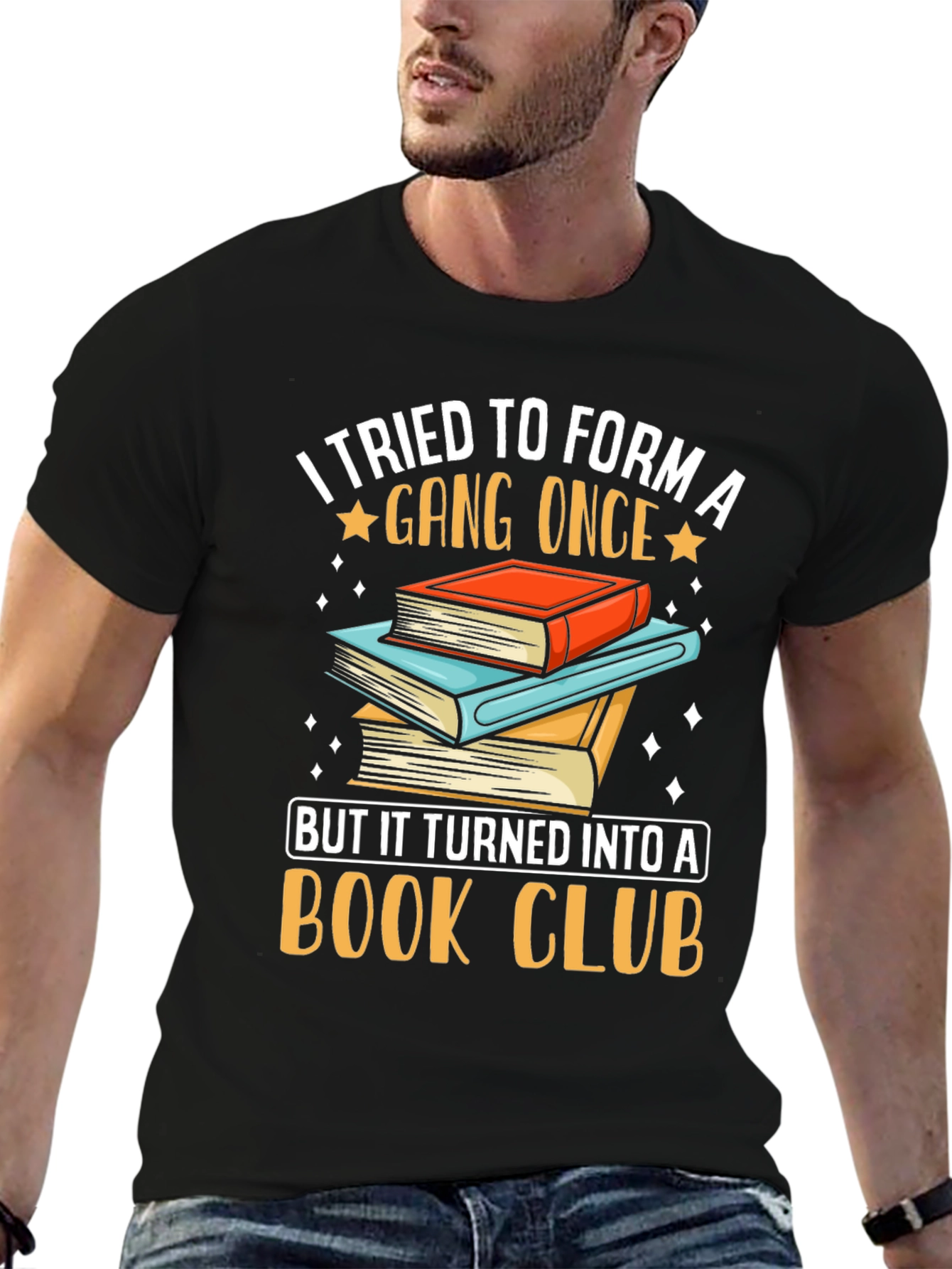 Black Funny Book Club T-Shirt, Gang Turned Book Club Tee view 6
