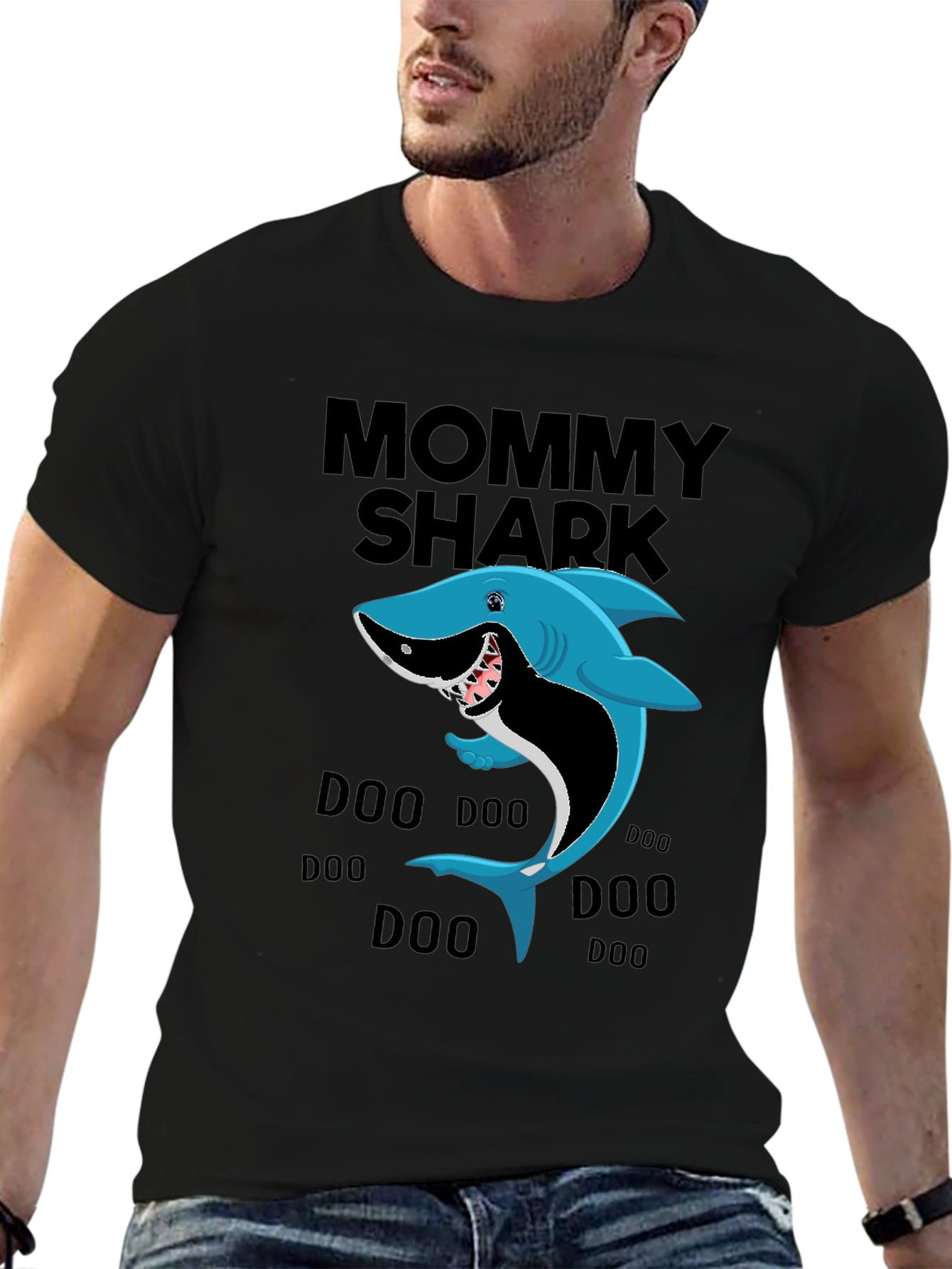 Black Mommy Shark T-Shirt view 6