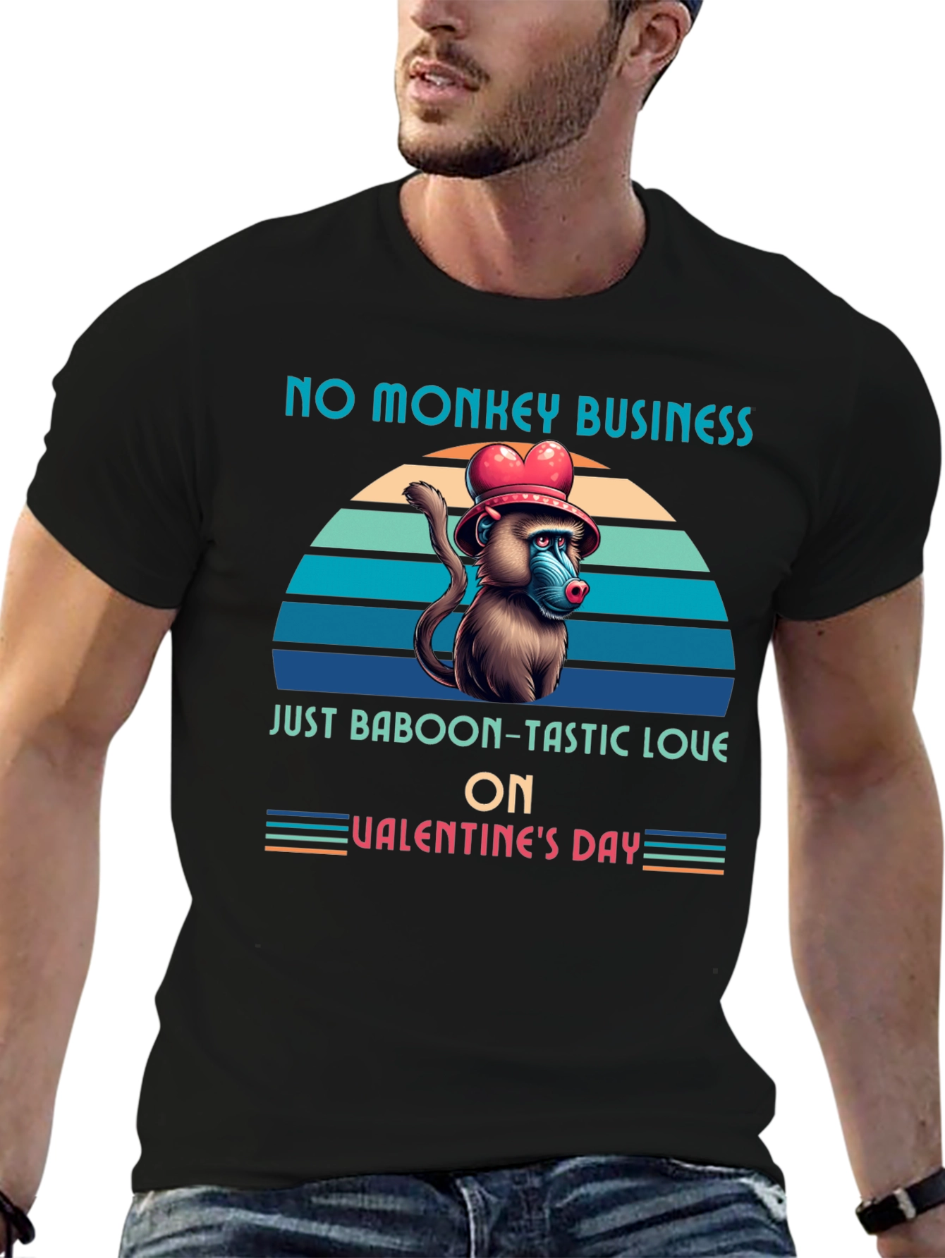 Black Baboon-tastic Valentine's Day T-Shirt view 6