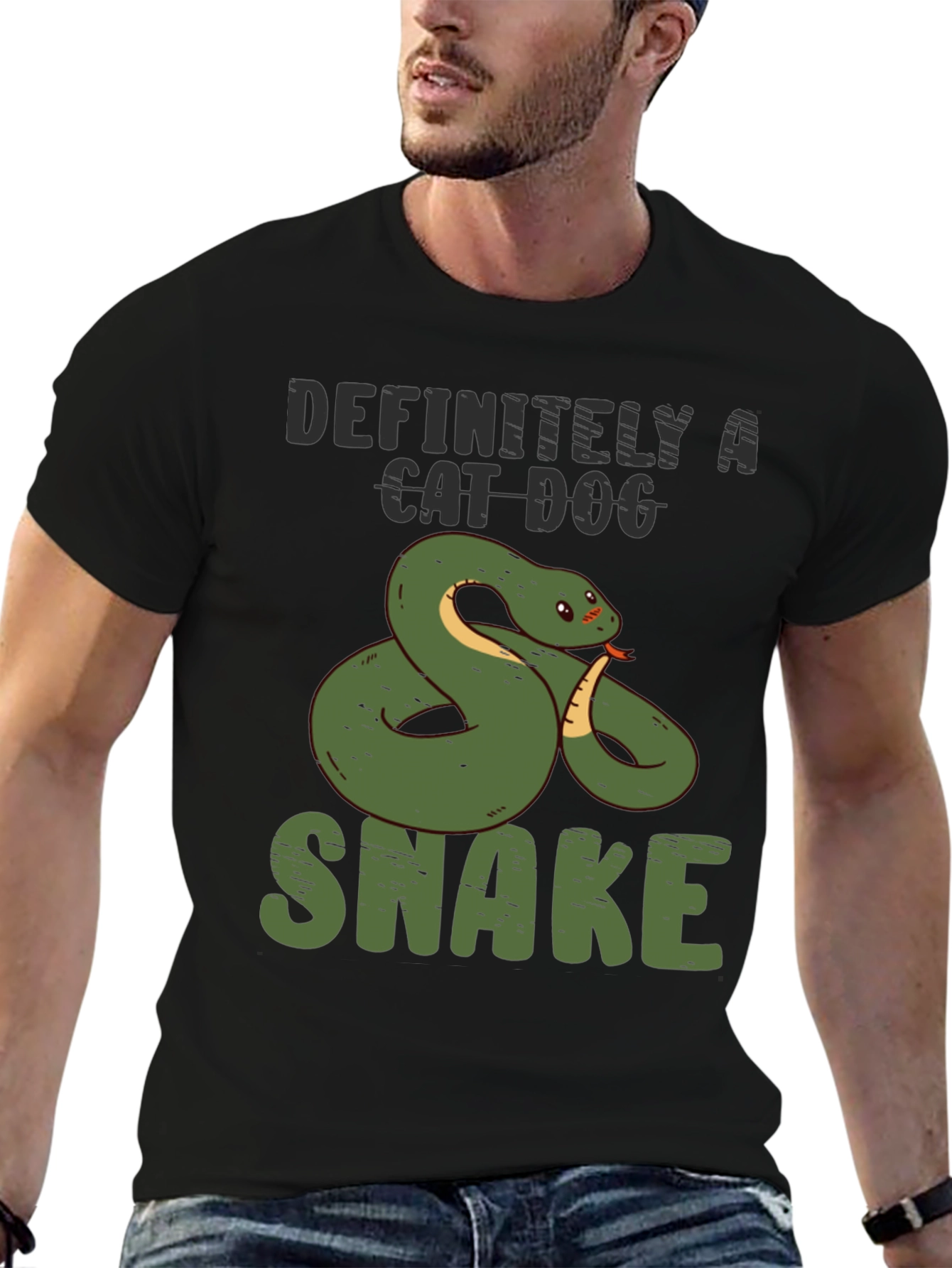 Black Definitely a Cat Dog Snake T-Shirt view 6