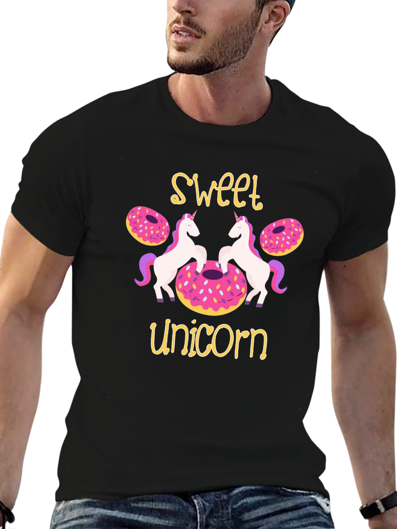Black Sweet Unicorn Donut T-Shirt view 6