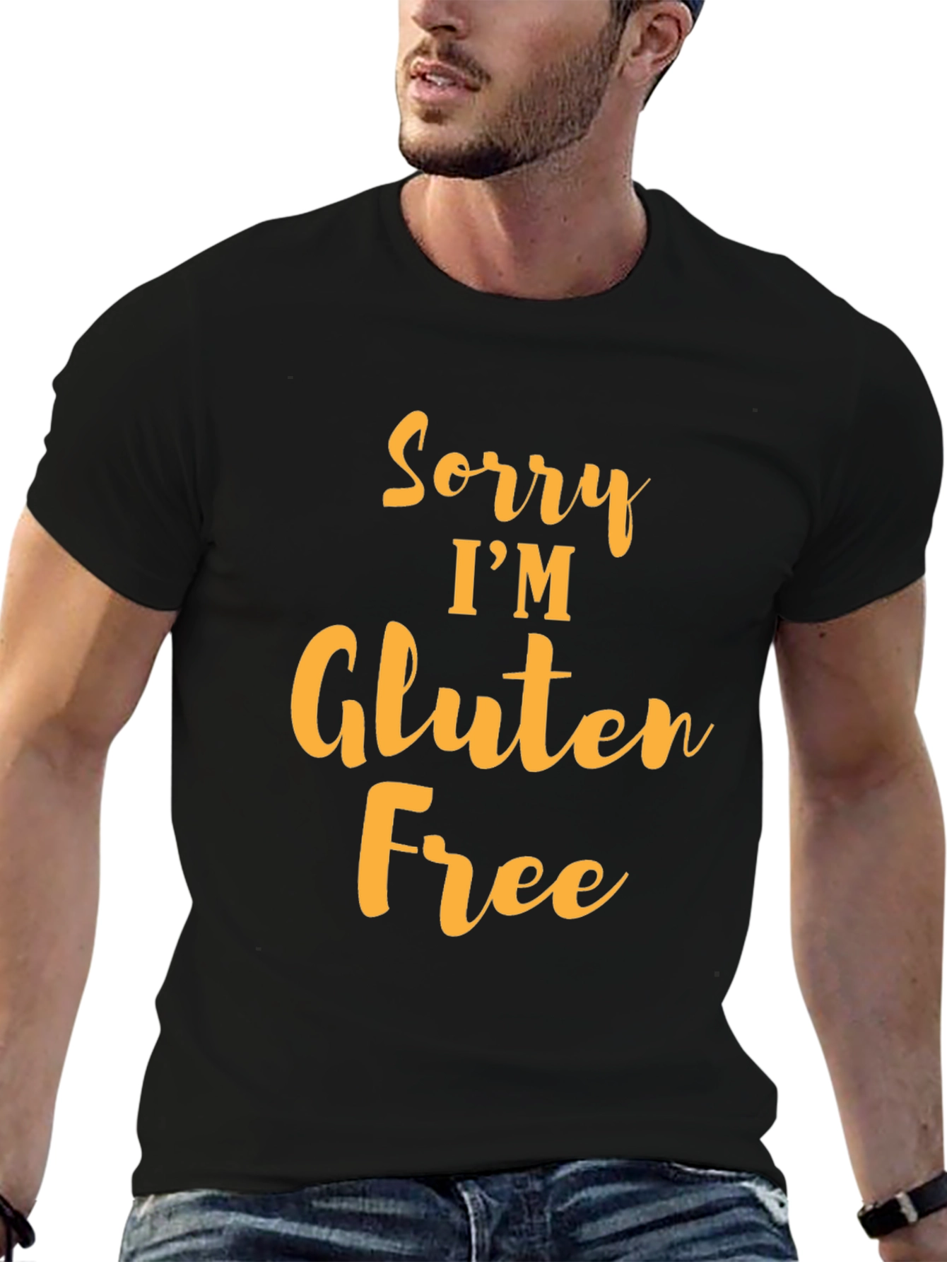 Black Sorry I'm Gluten Free Black T-Shirt view 6