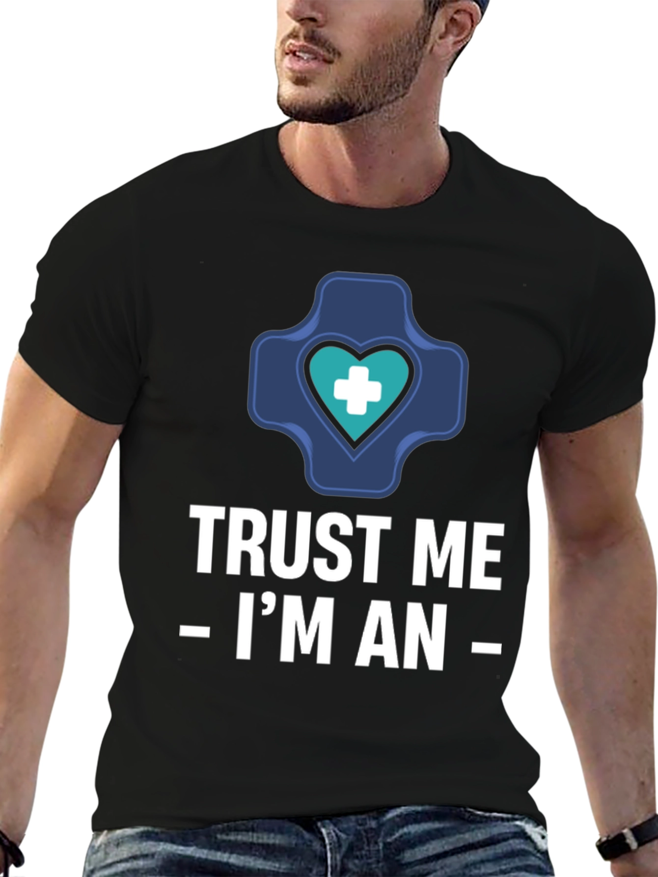 Black Trust Me I'm An T-Shirt - Medical view 6