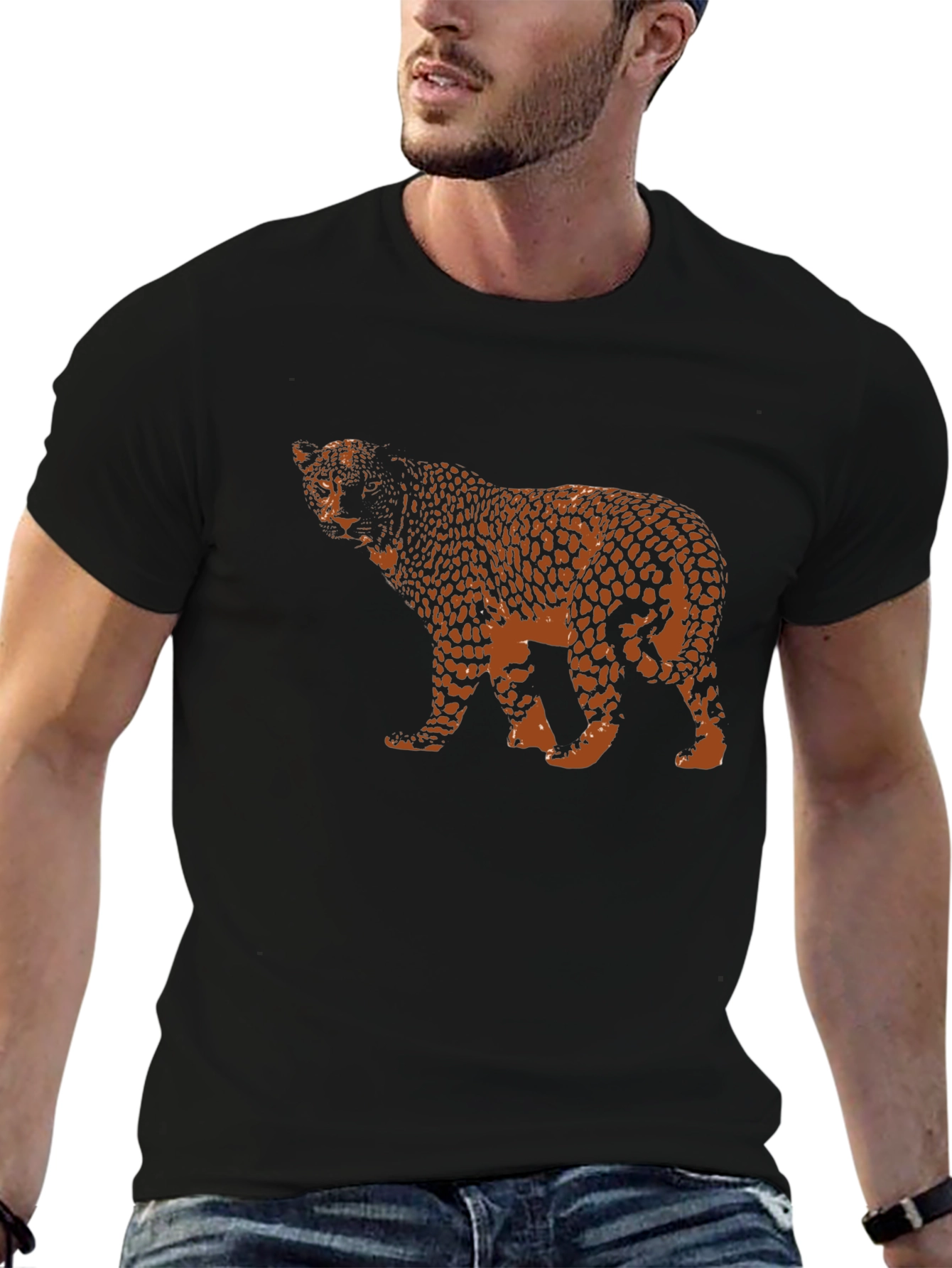 Black Leopard Print Black T-Shirt view 6