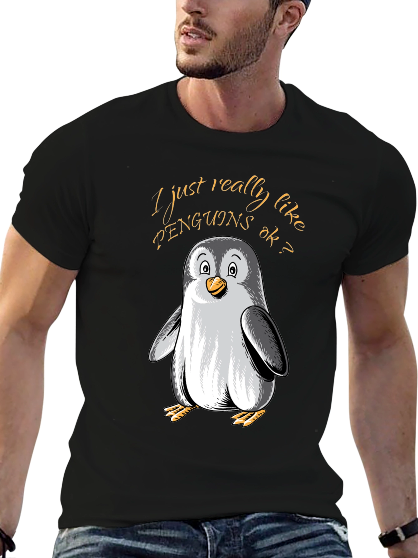 Black Penguin Lover's Tee: I Just Really Like Penguins view 6