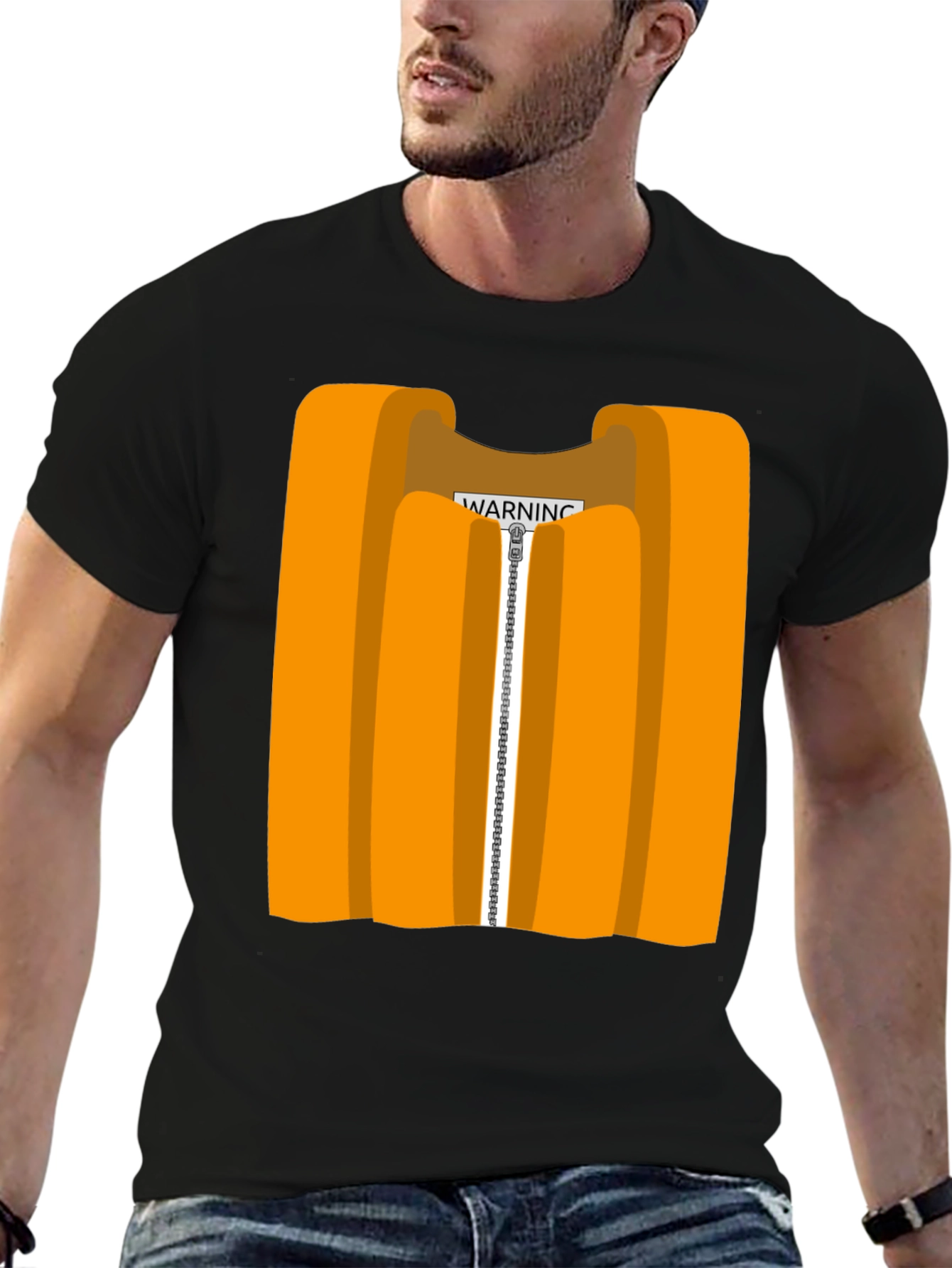 Black Orange Vest Graphic Novelty T-Shirt view 6