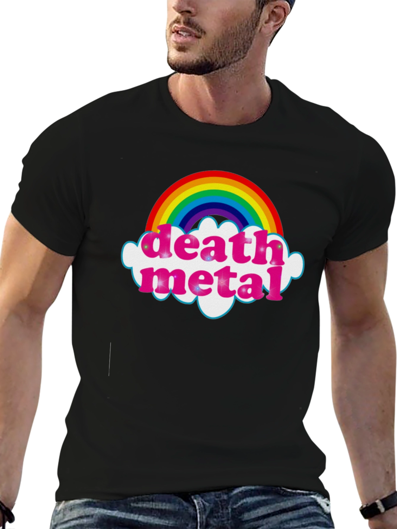 Black Death Metal Rainbow T-Shirt view 6