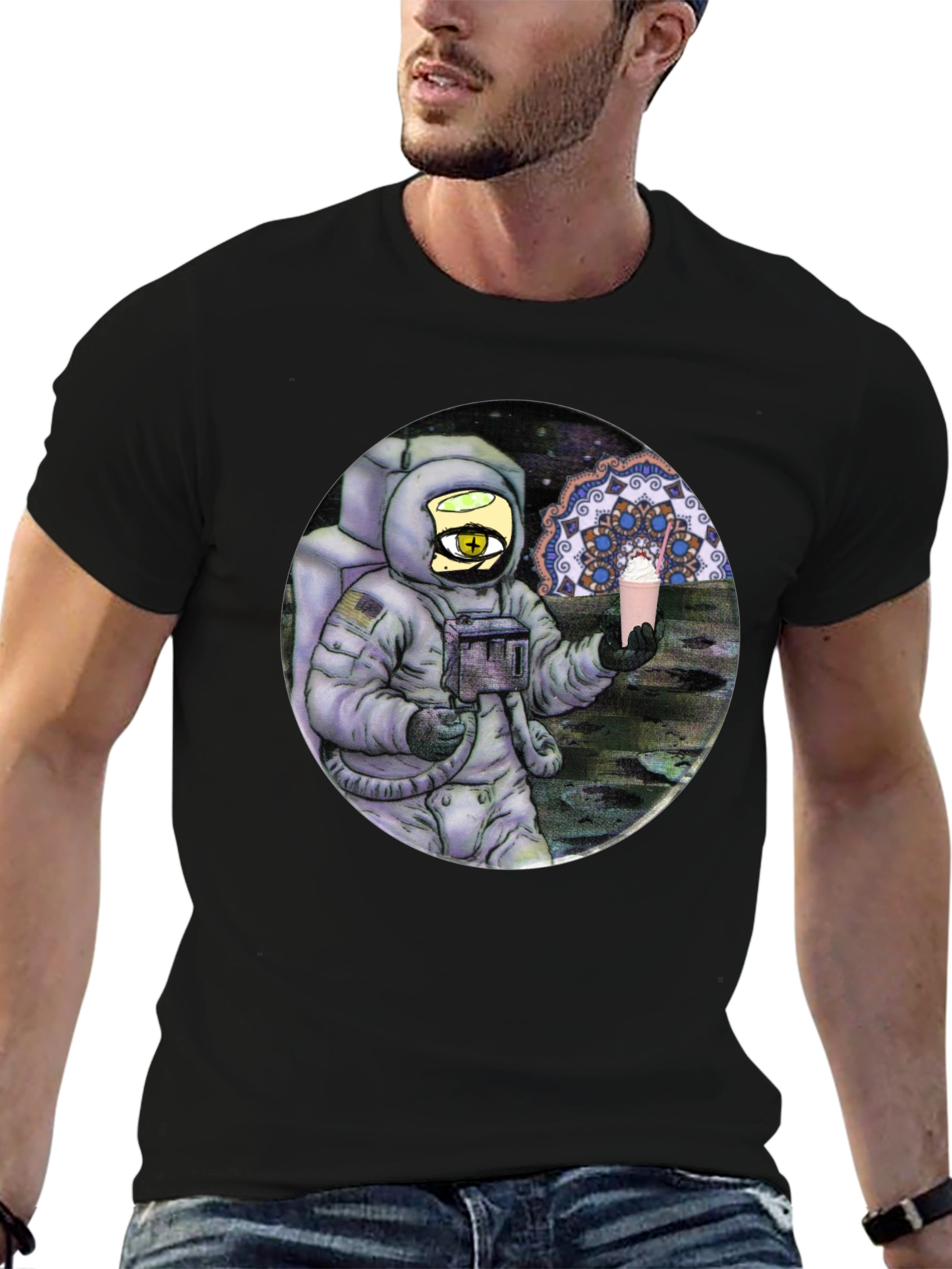 Black Astronaut Shake T-Shirt - Cosmic Comfort view 6