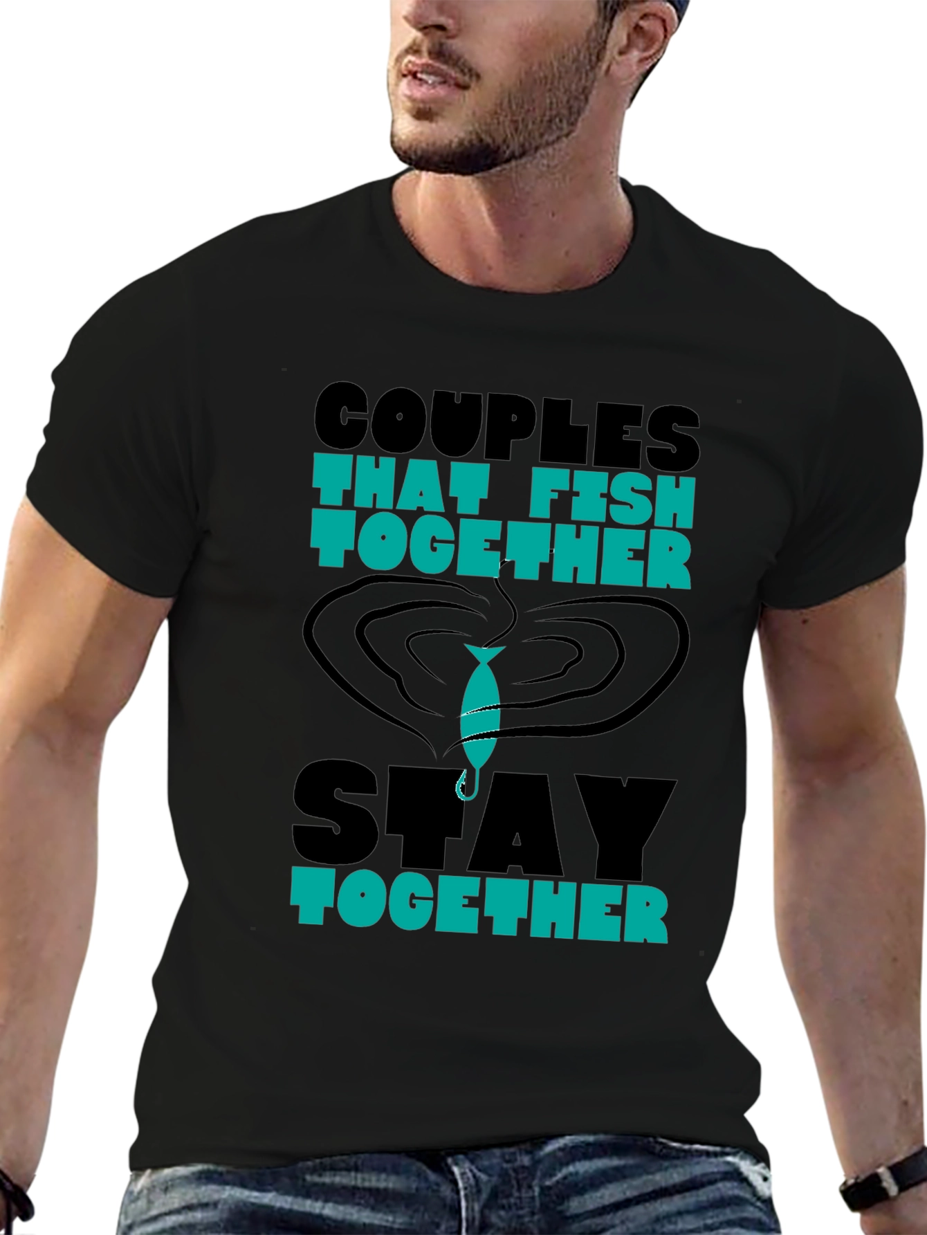 Black Couples That Fish Together Graphic Tee view 6