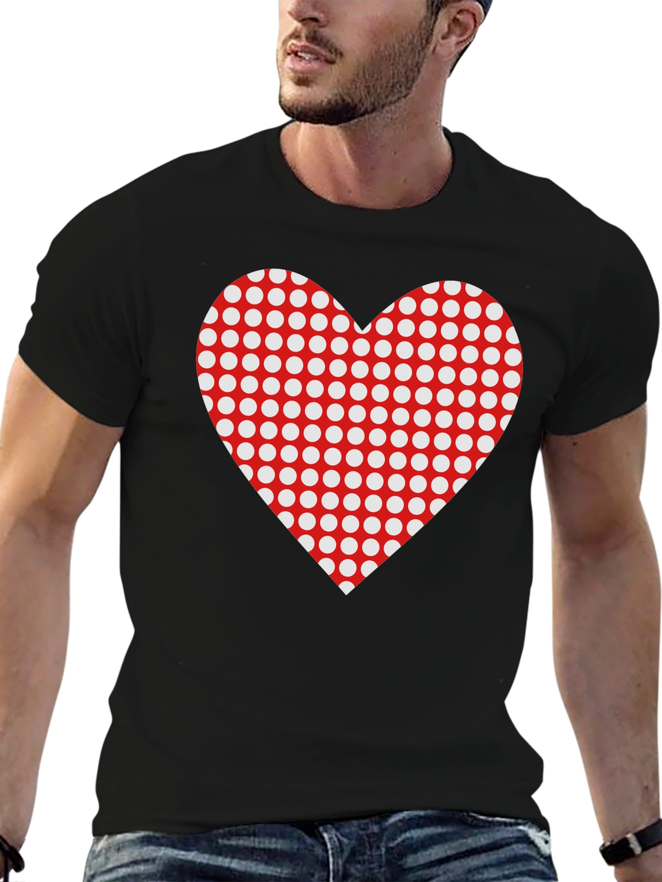 Black Heart Polka Dot Black T-Shirt view 6