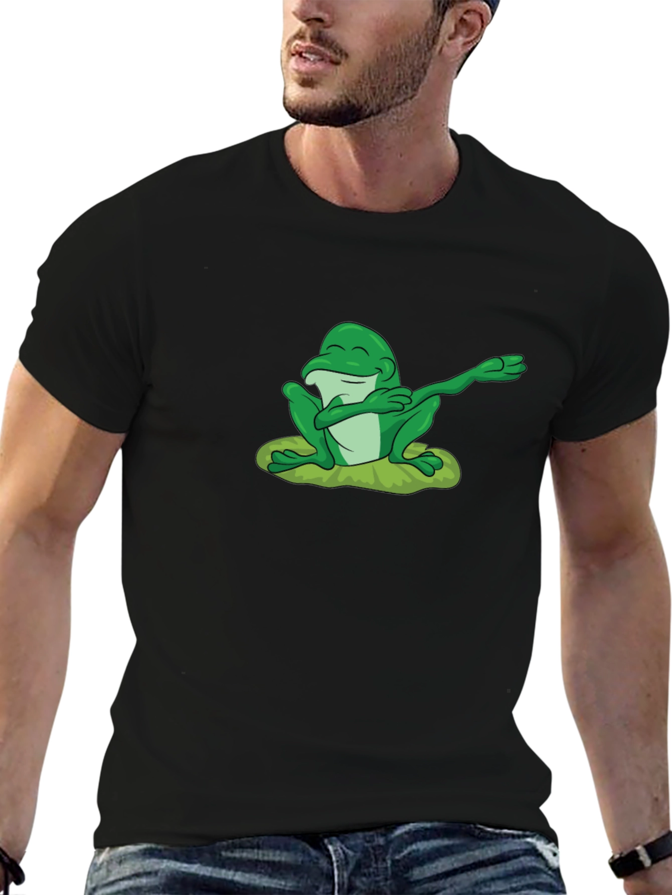 Black Dabbing Frog T-Shirt - Cool Graphic Tee view 6