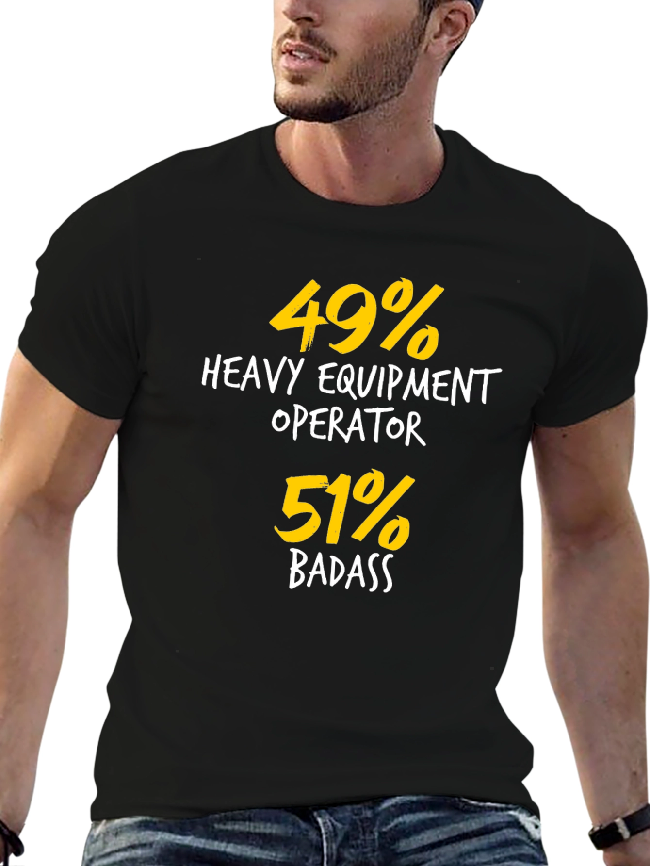 Black Heavy Equipment Operator Badass T-Shirt view 6