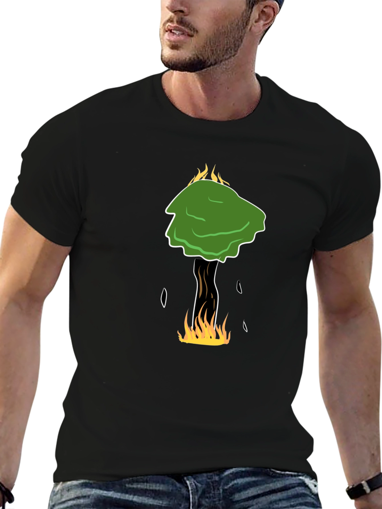 Black Burning Tree Graphic Tee - Unique Design view 6