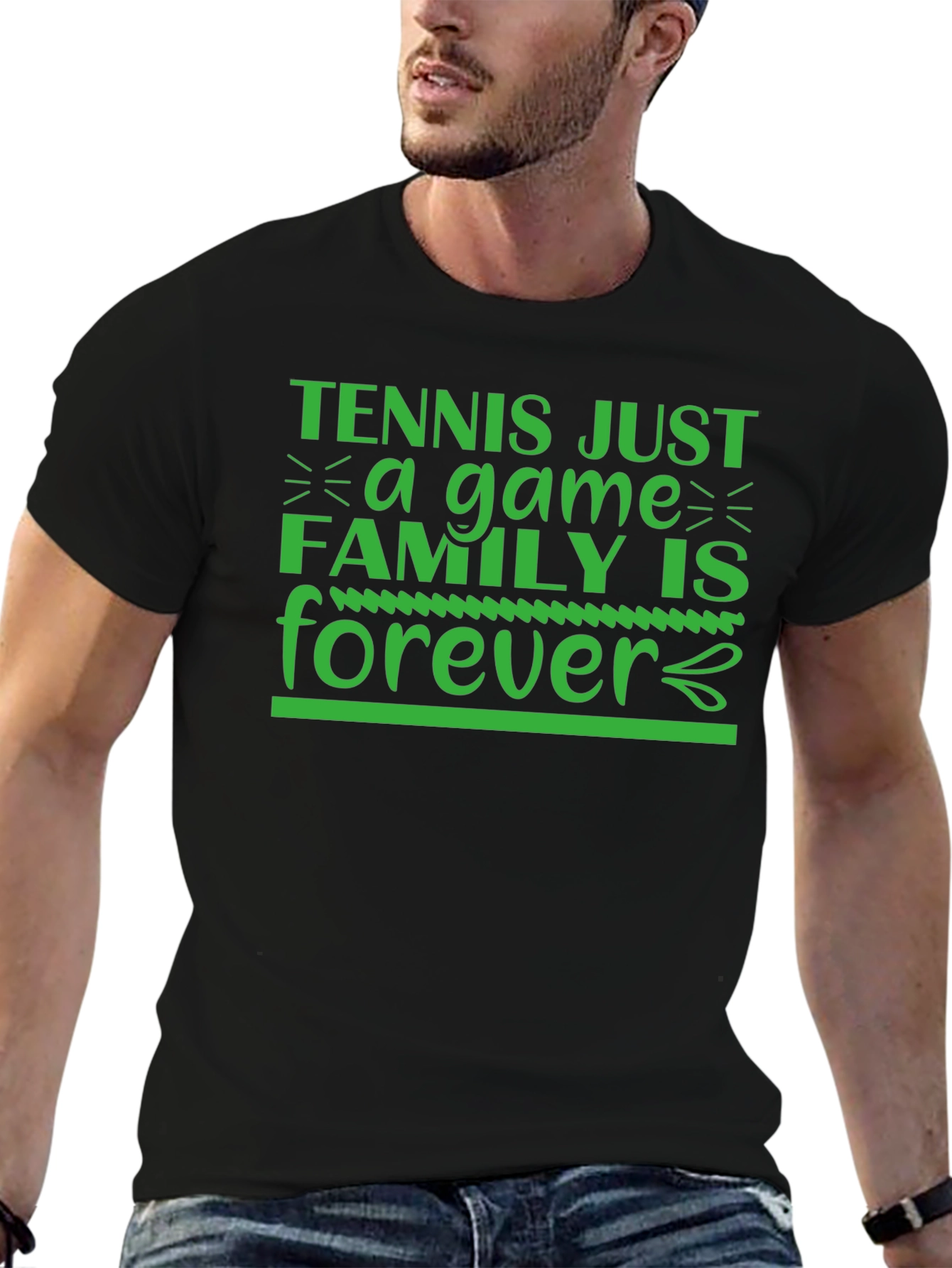 Black Tennis & Family Forever Graphic Tee view 6