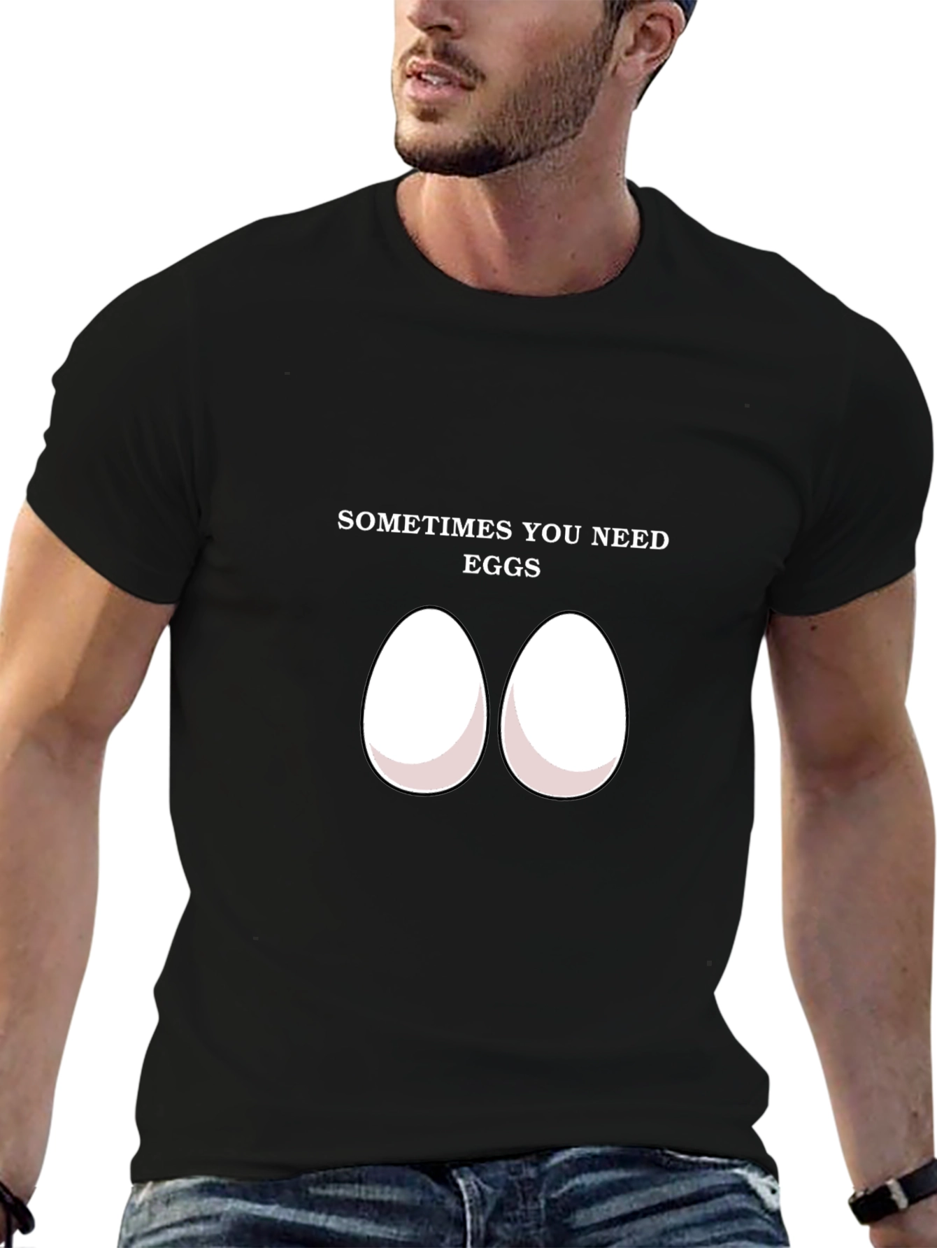 Black Sometimes You Need Eggs T-Shirt view 6