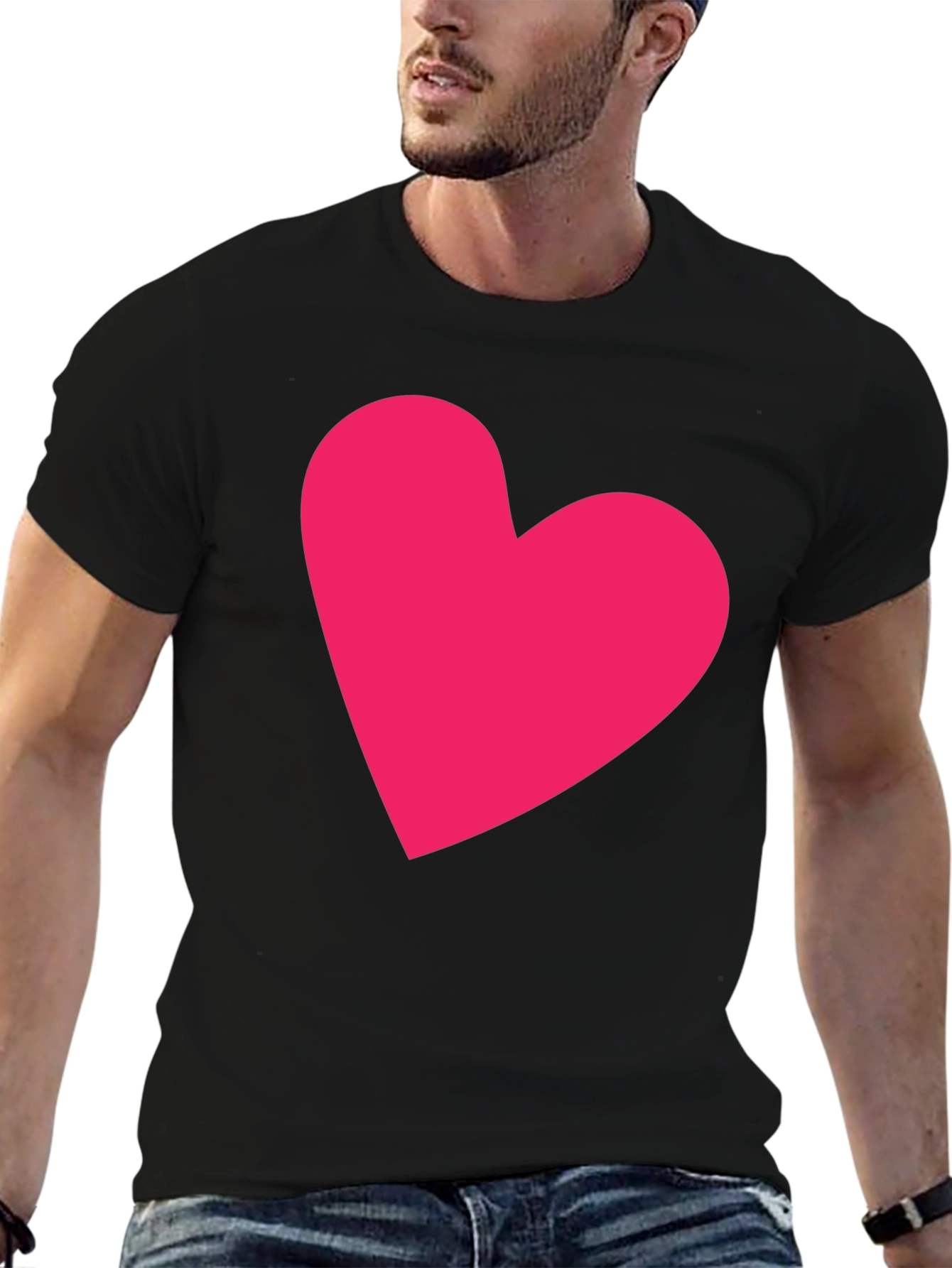 Black Heart Graphic Tee - Casual Black Cotton T-Shirt view 6