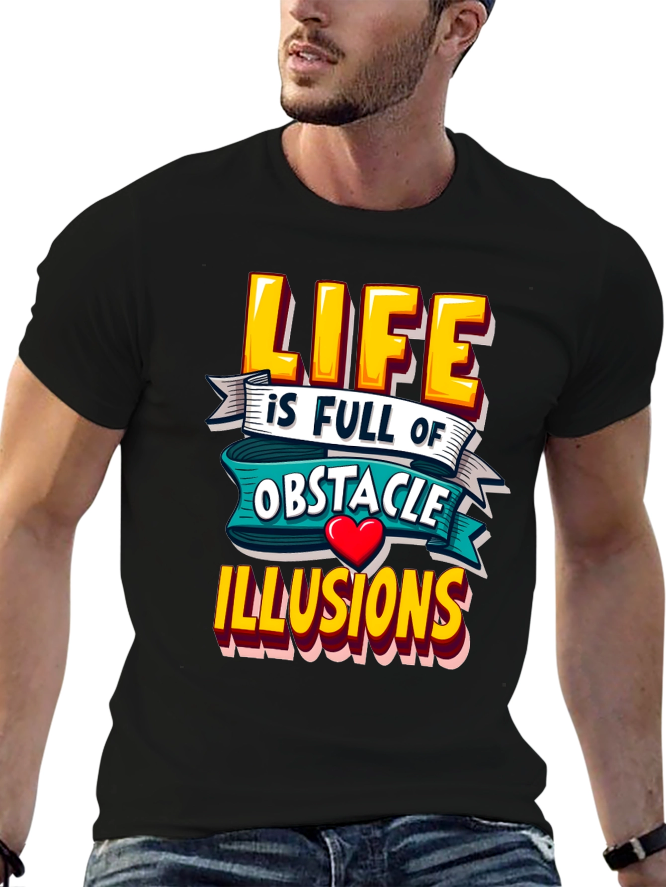 Black Life Obstacle Illusions Graphic Tee view 6