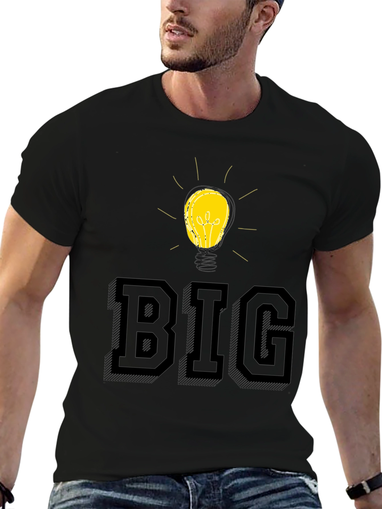 Black Big Idea T-Shirt - Black Cotton Blend view 6