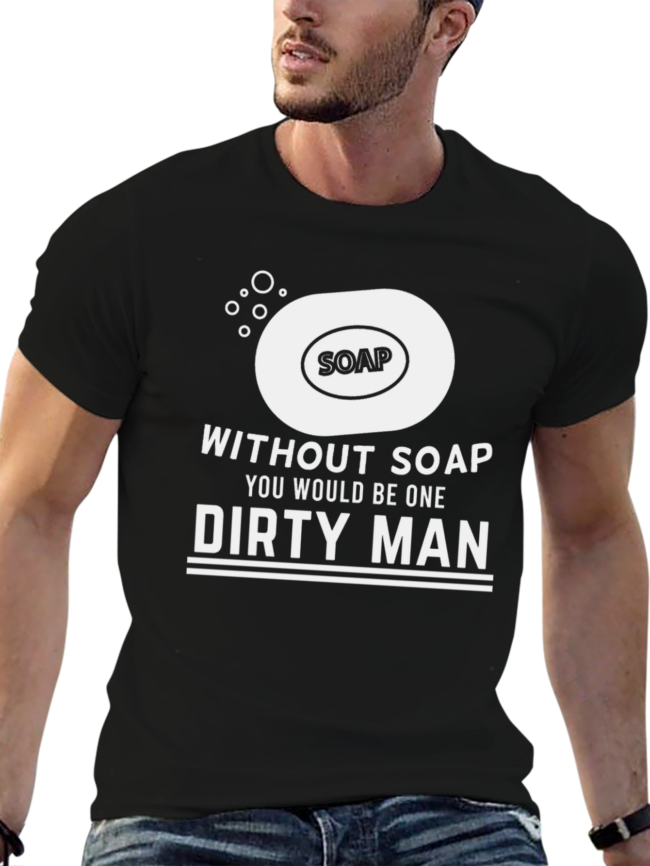 Black Funny Soap Dirty Man Graphic Tee view 6
