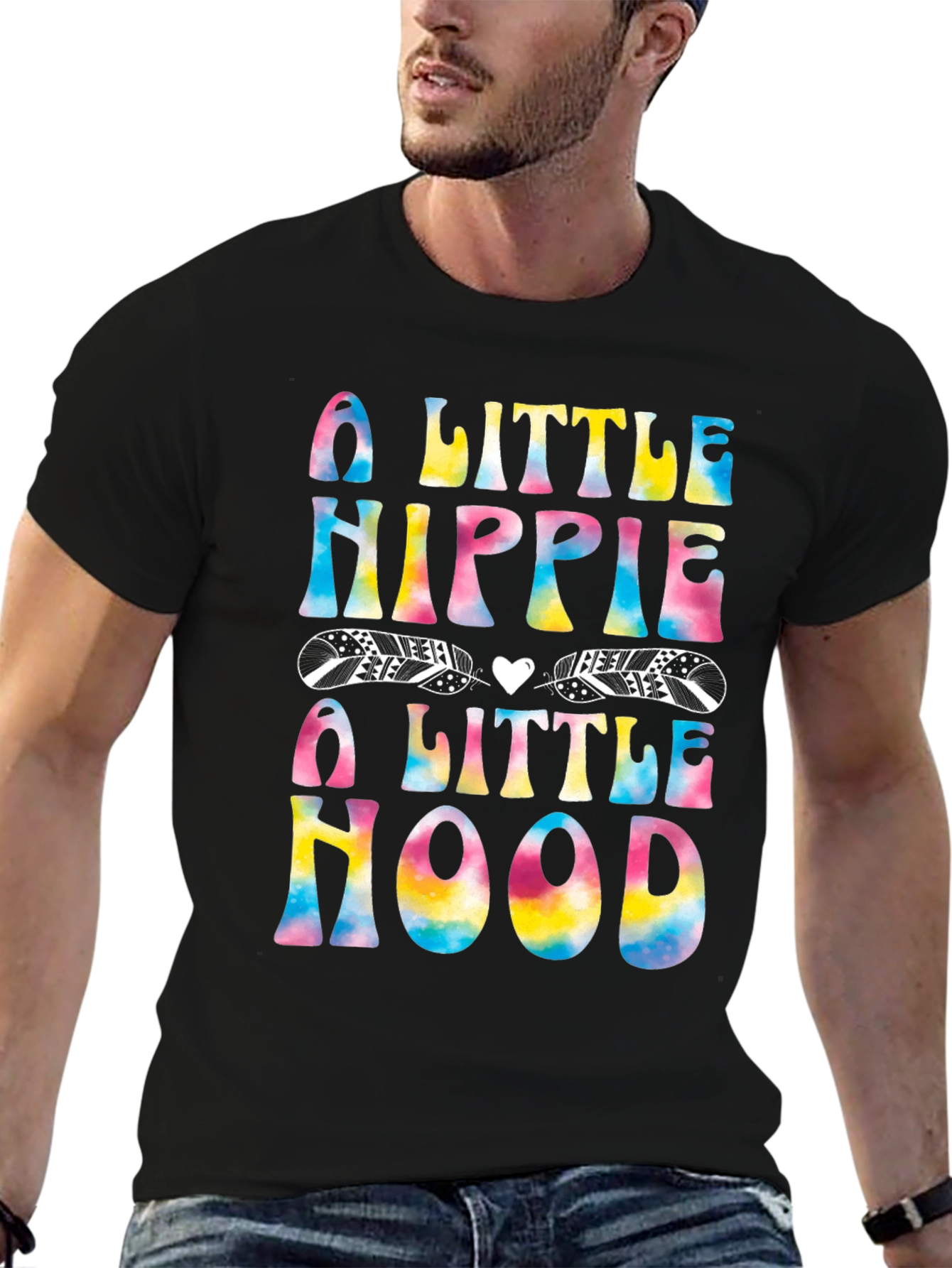 Black A Little Hippie A Little Hood T-Shirt view 6