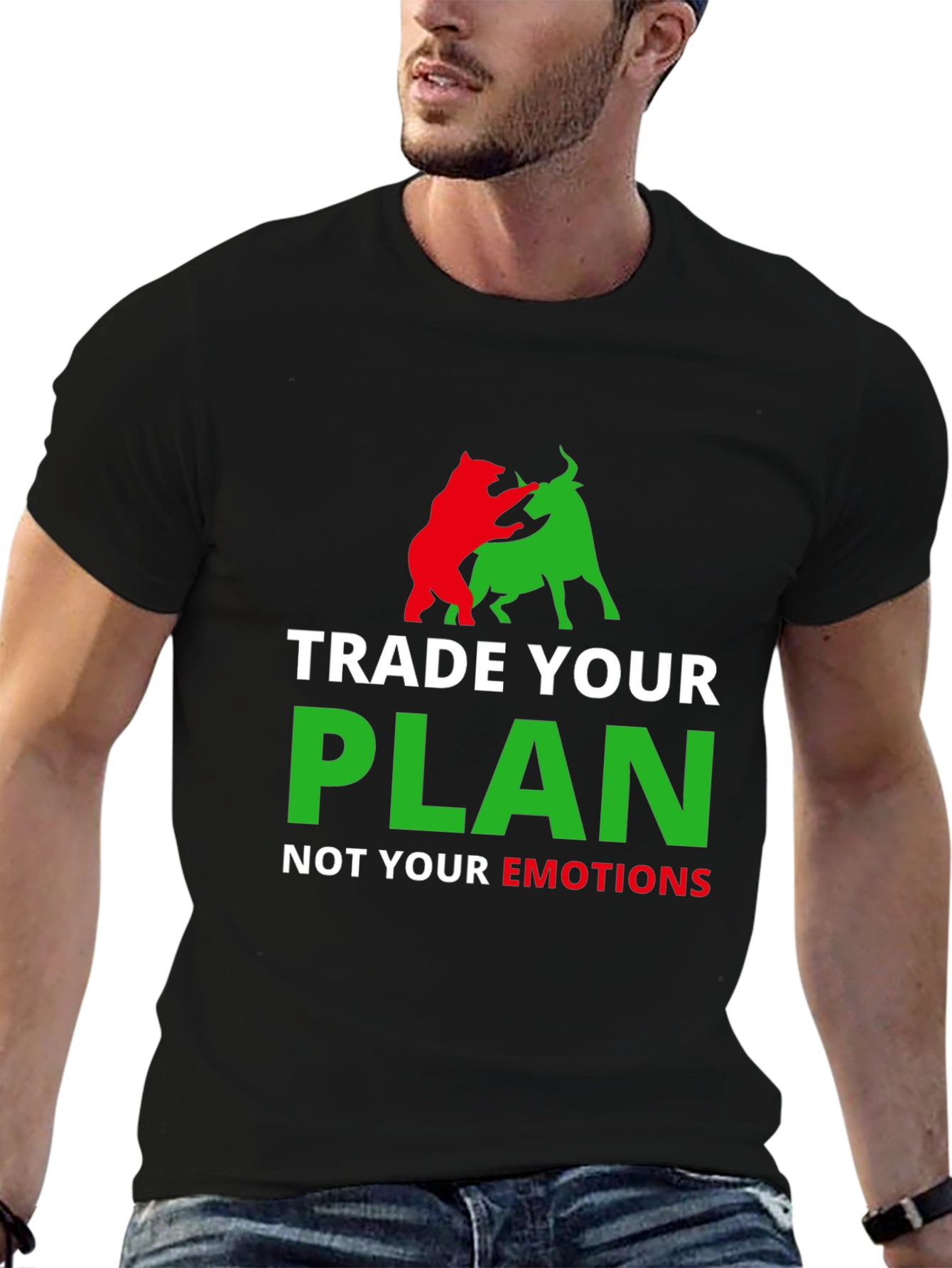 Black Trade Your Plan Not Your Emotions T-Shirt view 6