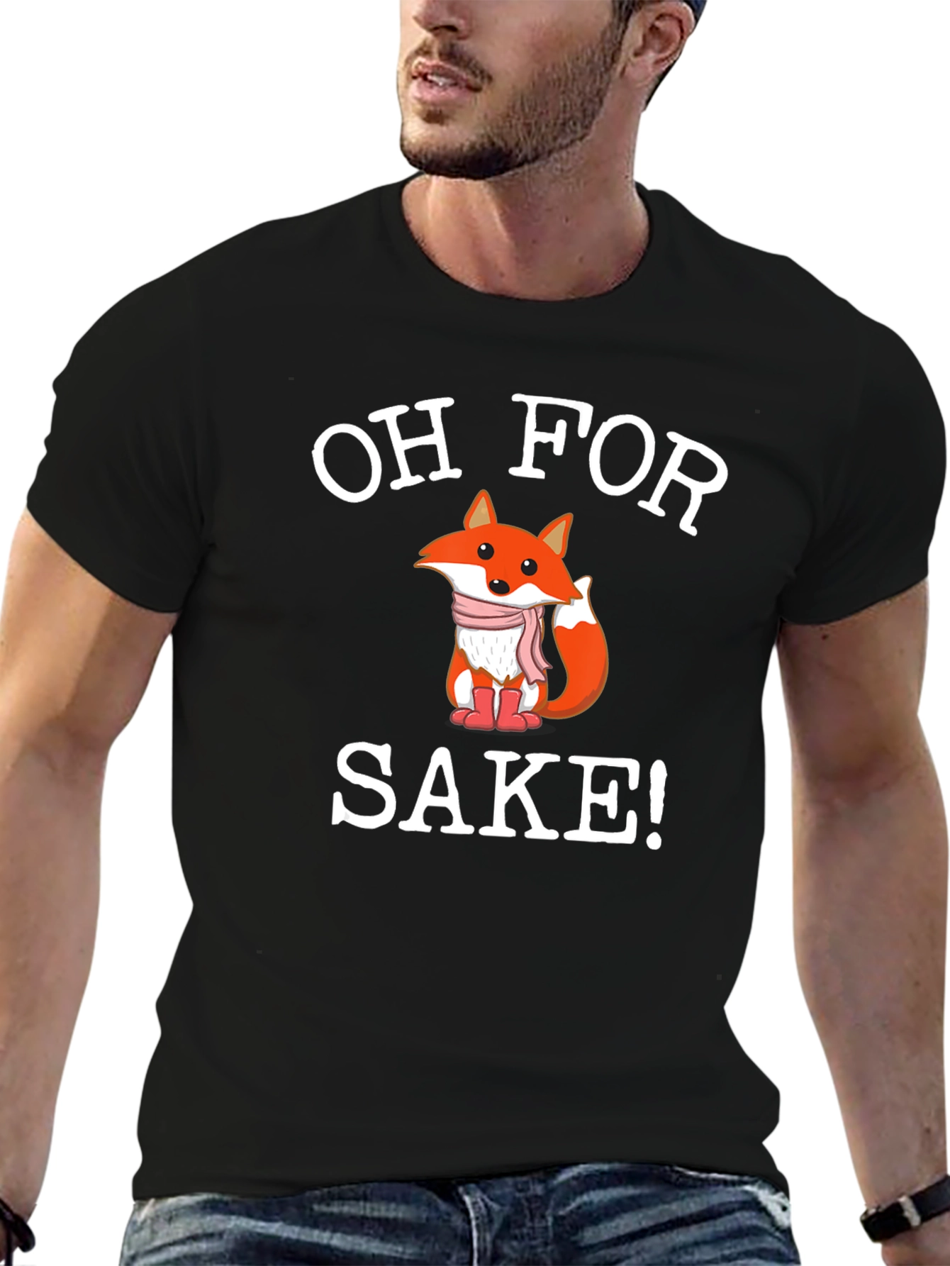 Black Oh For Fox Sake! Novelty Graphic Tee view 6