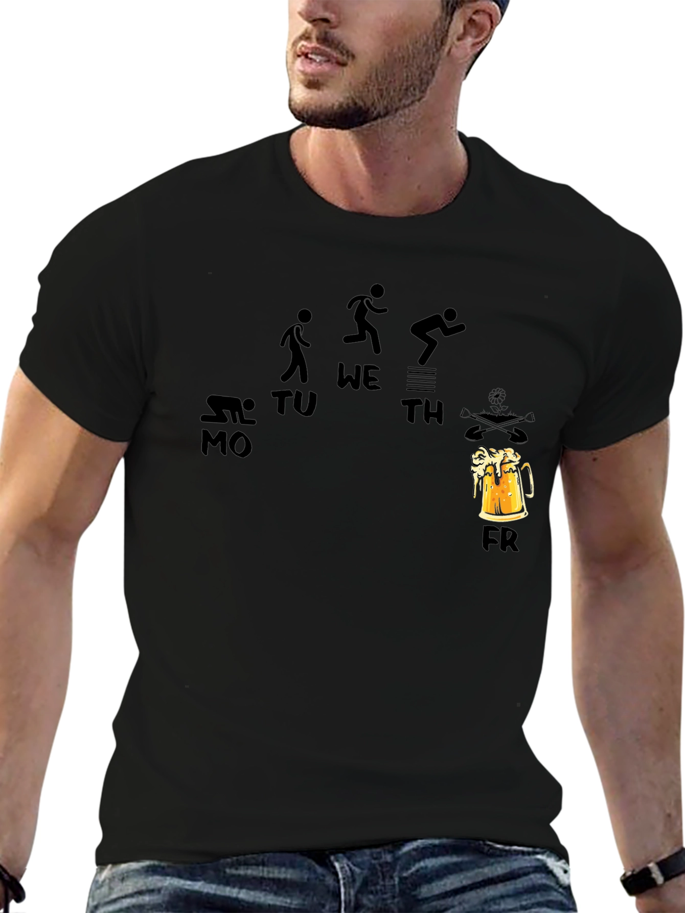 Black Funny Workout Beer Friday Black T-Shirt view 6