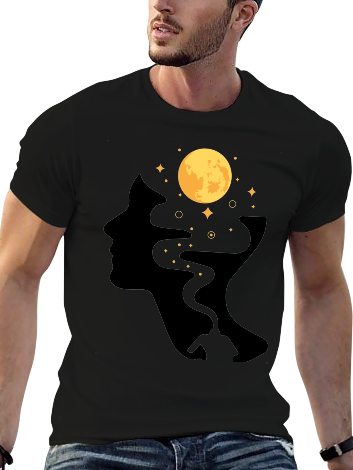 Black Moonlit Mind T-Shirt - Black Graphic Tee view 6