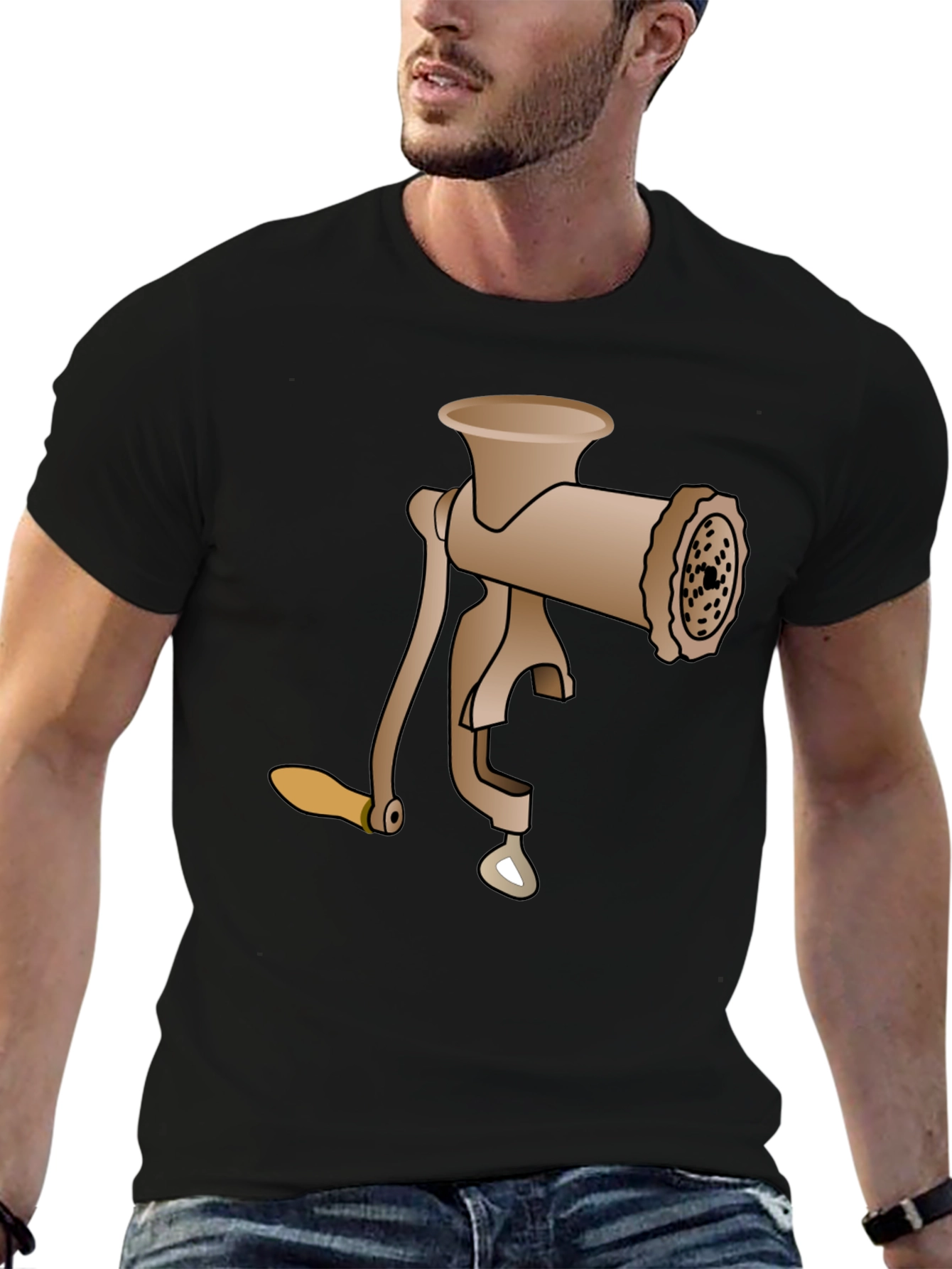 Black Meat Grinder Tee - Novelty Graphic T-Shirt view 6