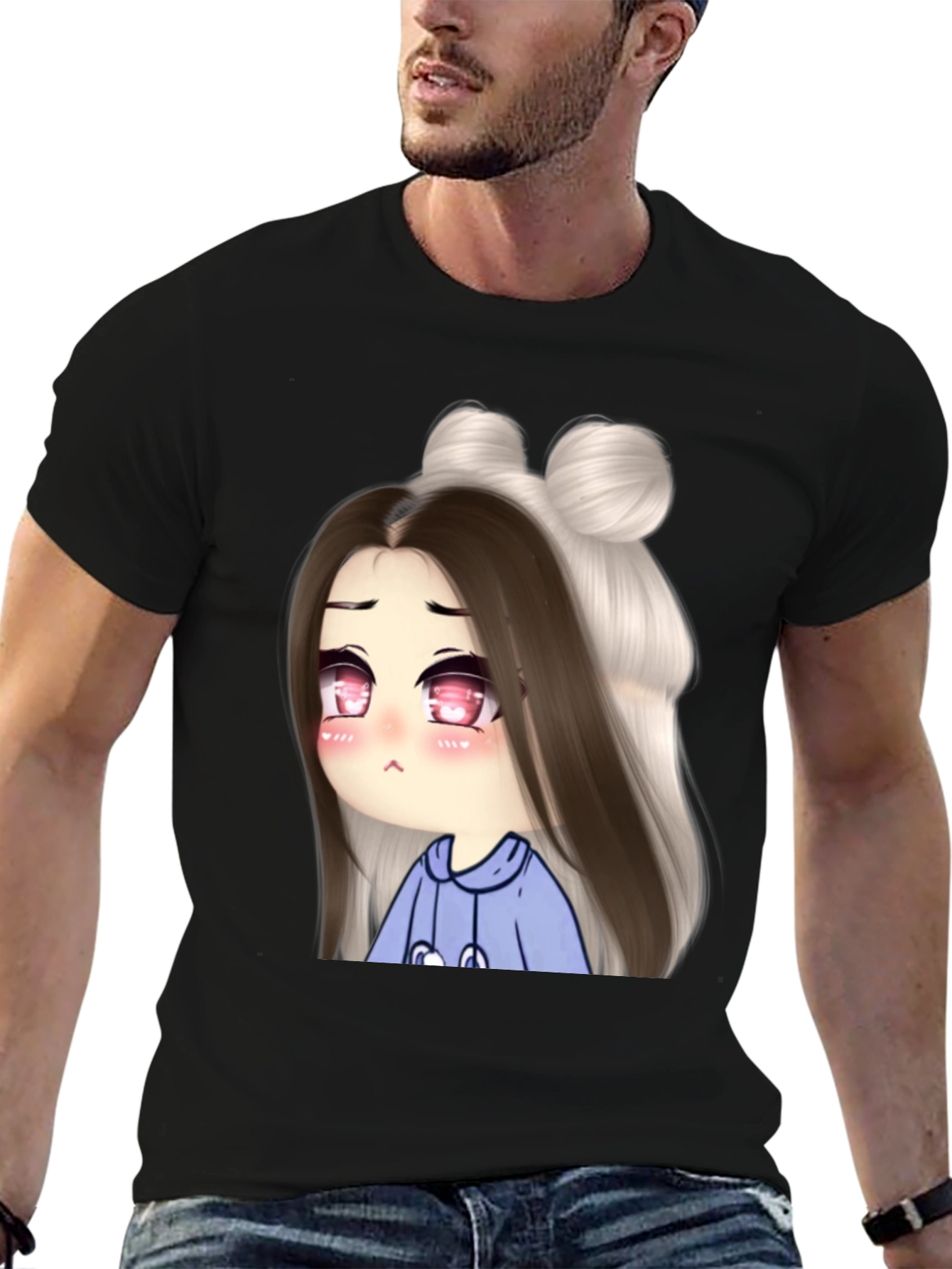 Black Anime Girl Graphic Tee - Unique Design view 6