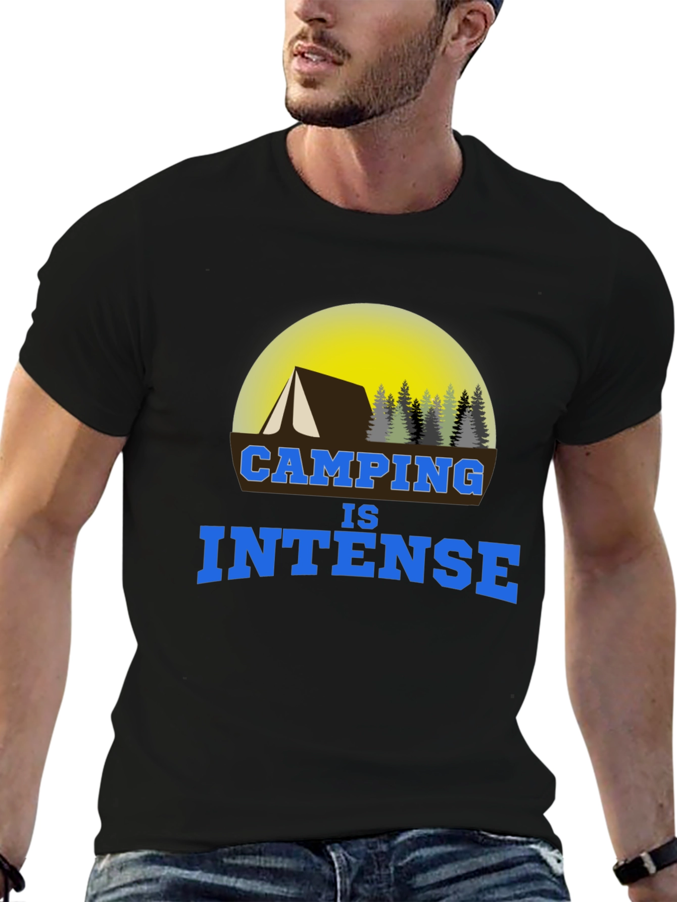 Black Camping is Intense Graphic T-Shirt view 6