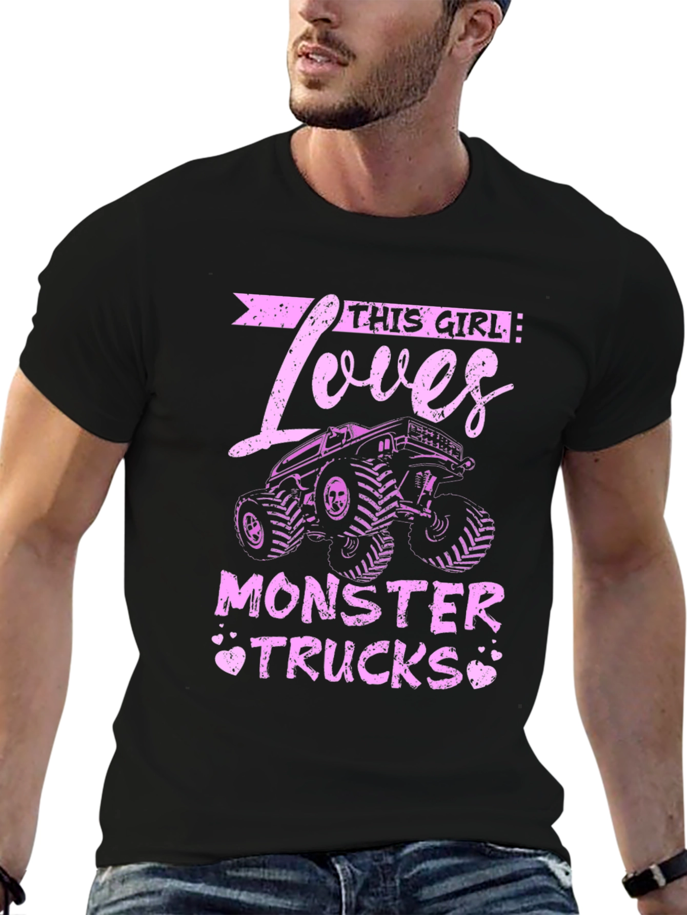 Black This Girl Loves Monster Trucks Black T-Shirt view 6