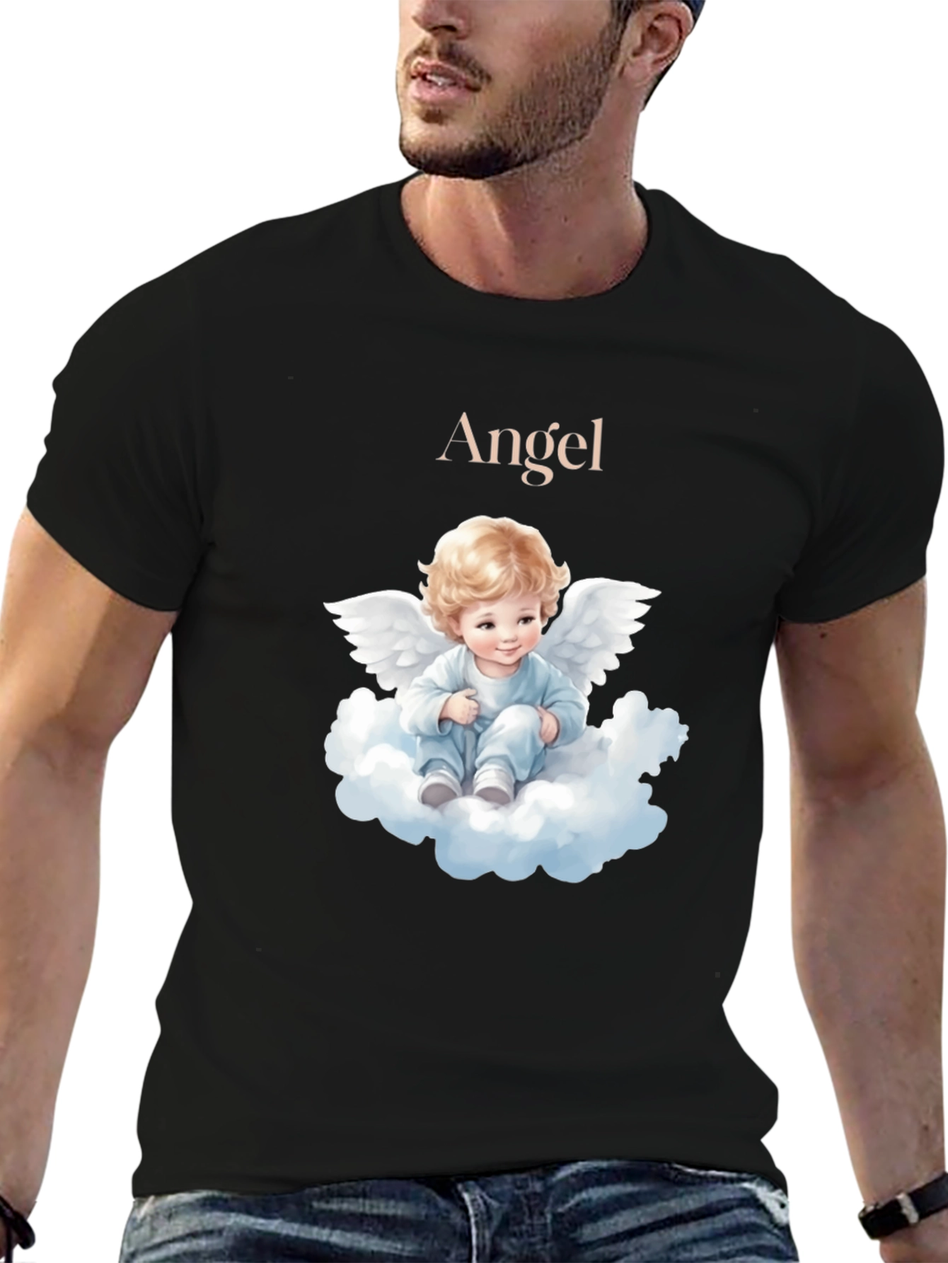Black Angel Baby Graphic T-Shirt - Cute & Comfy Tee view 6