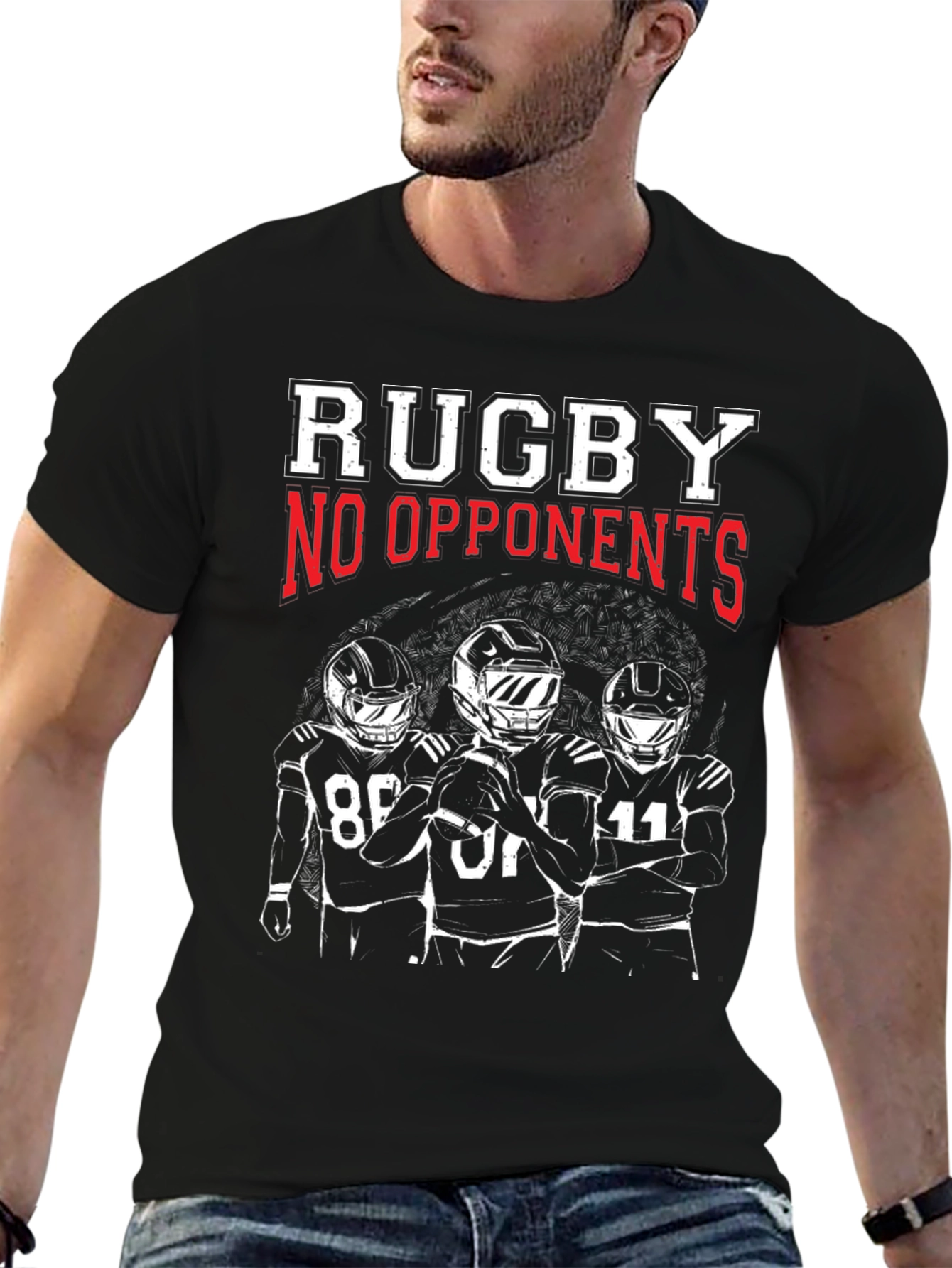 Black Rugby No Opponents Graphic Tee view 6