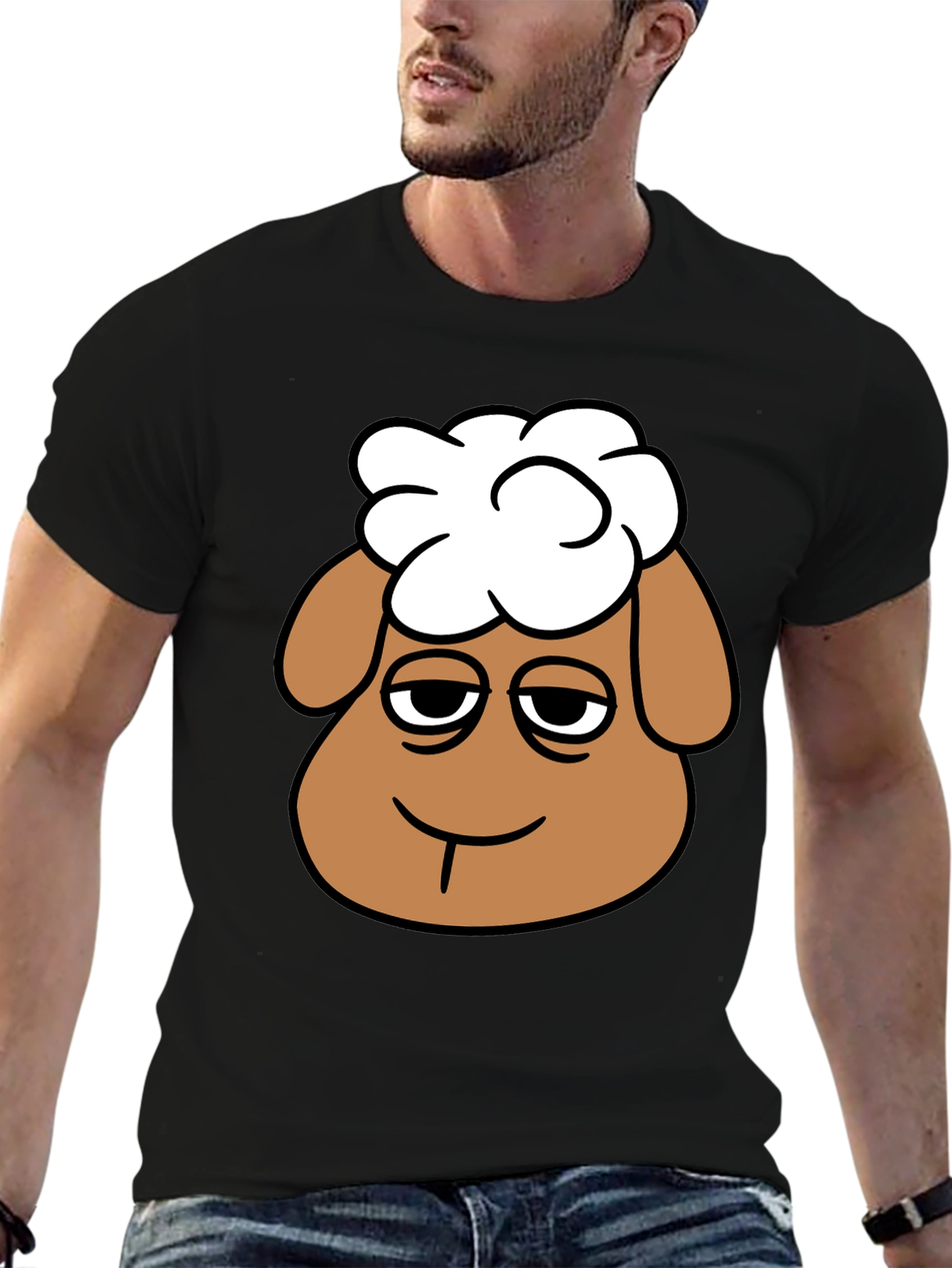 Shaun the Sheep Graphic Tee - Black Cotton Shirt - 6