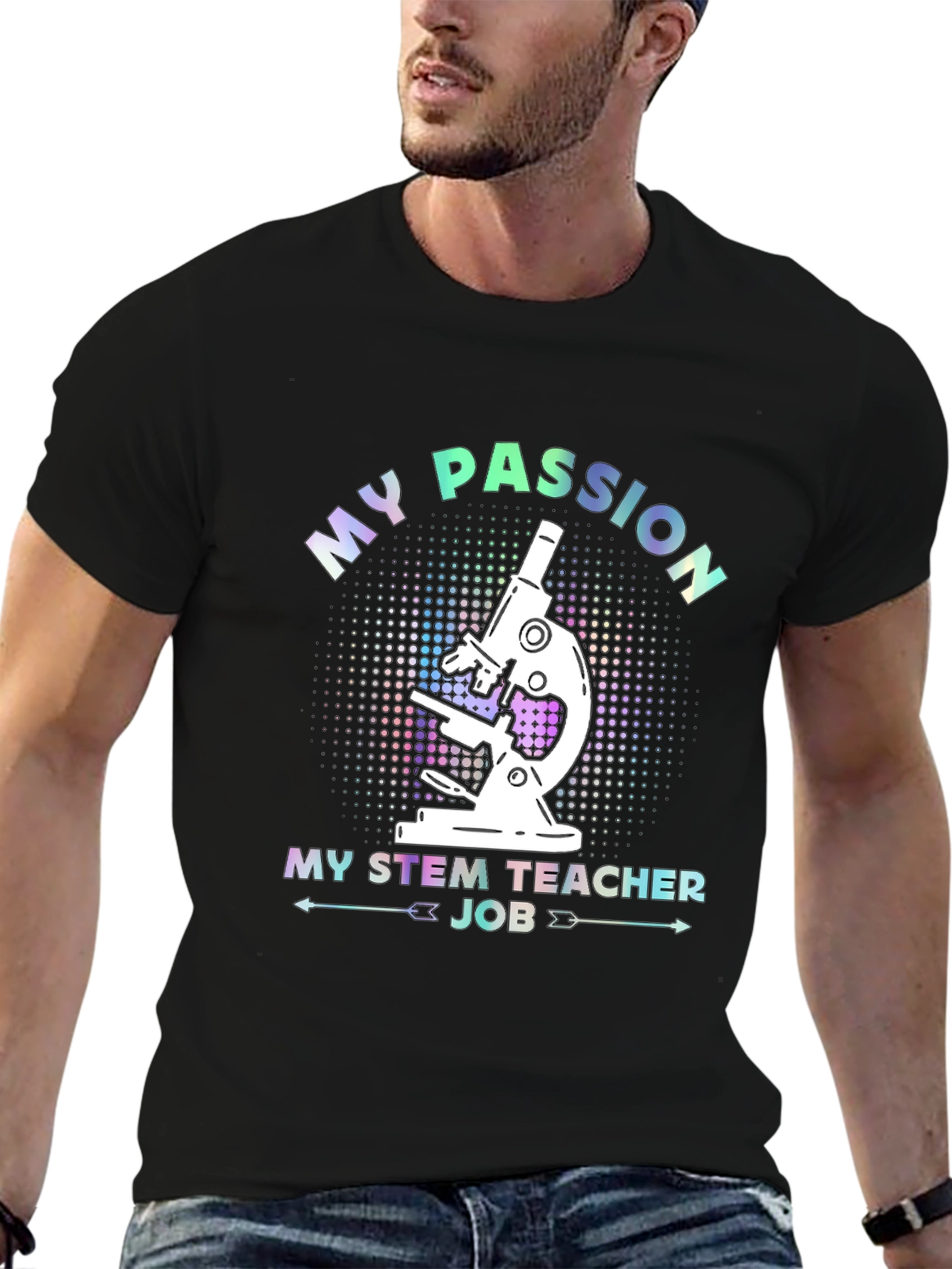Black STEM Teacher Passion T-Shirt view 6