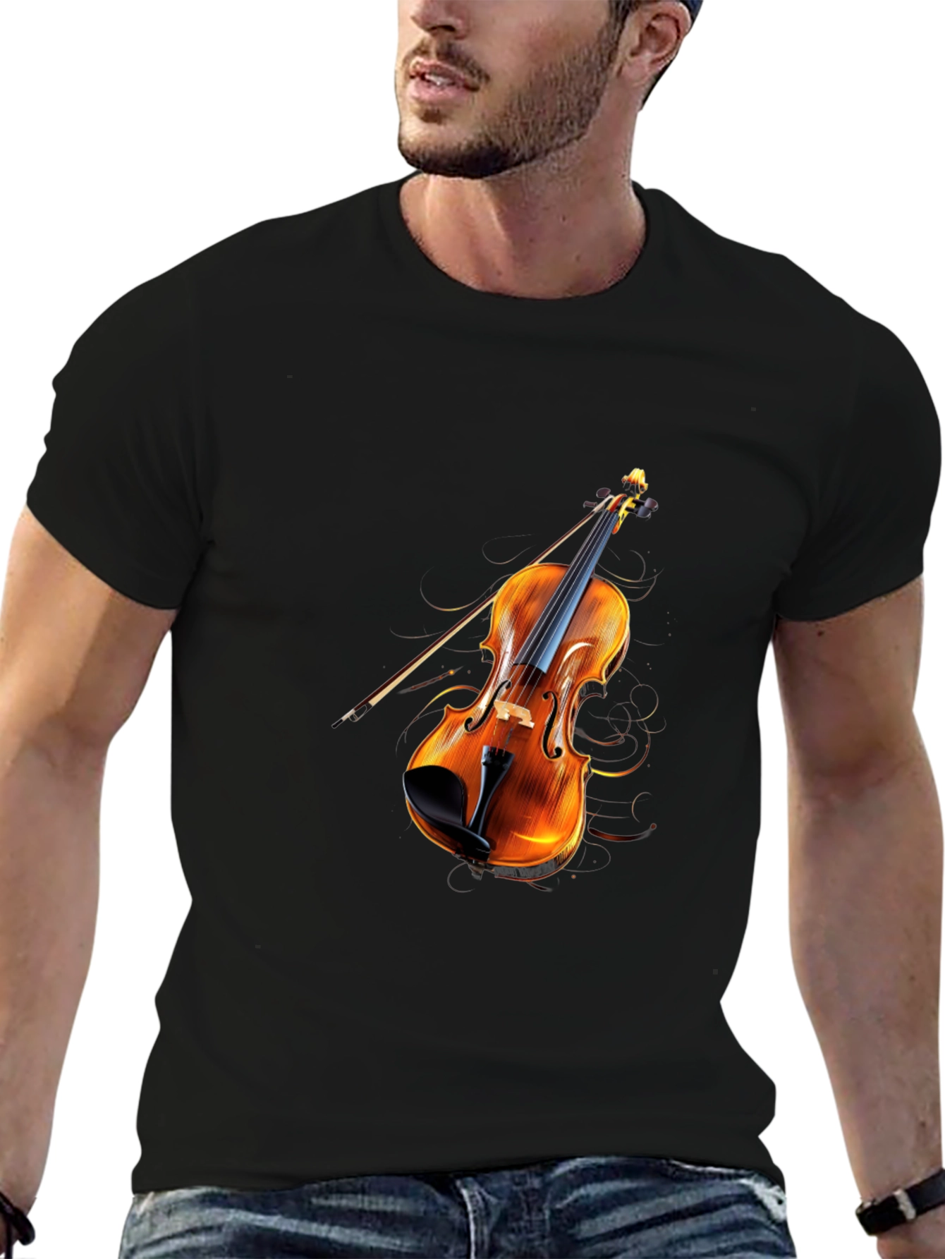 Black Violin Graphic Black T-Shirt view 6