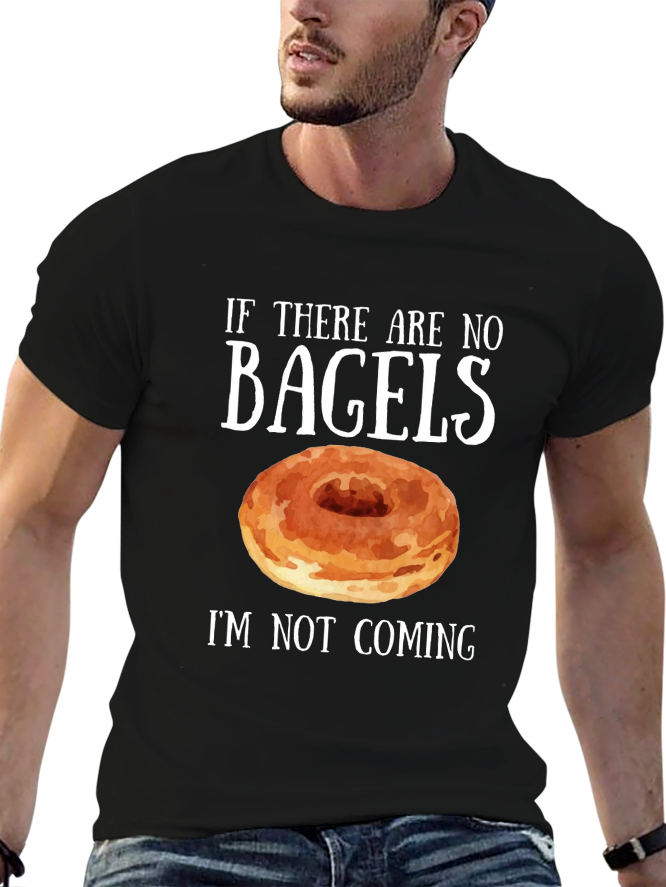 Black Funny Bagel Lover T-Shirt view 6