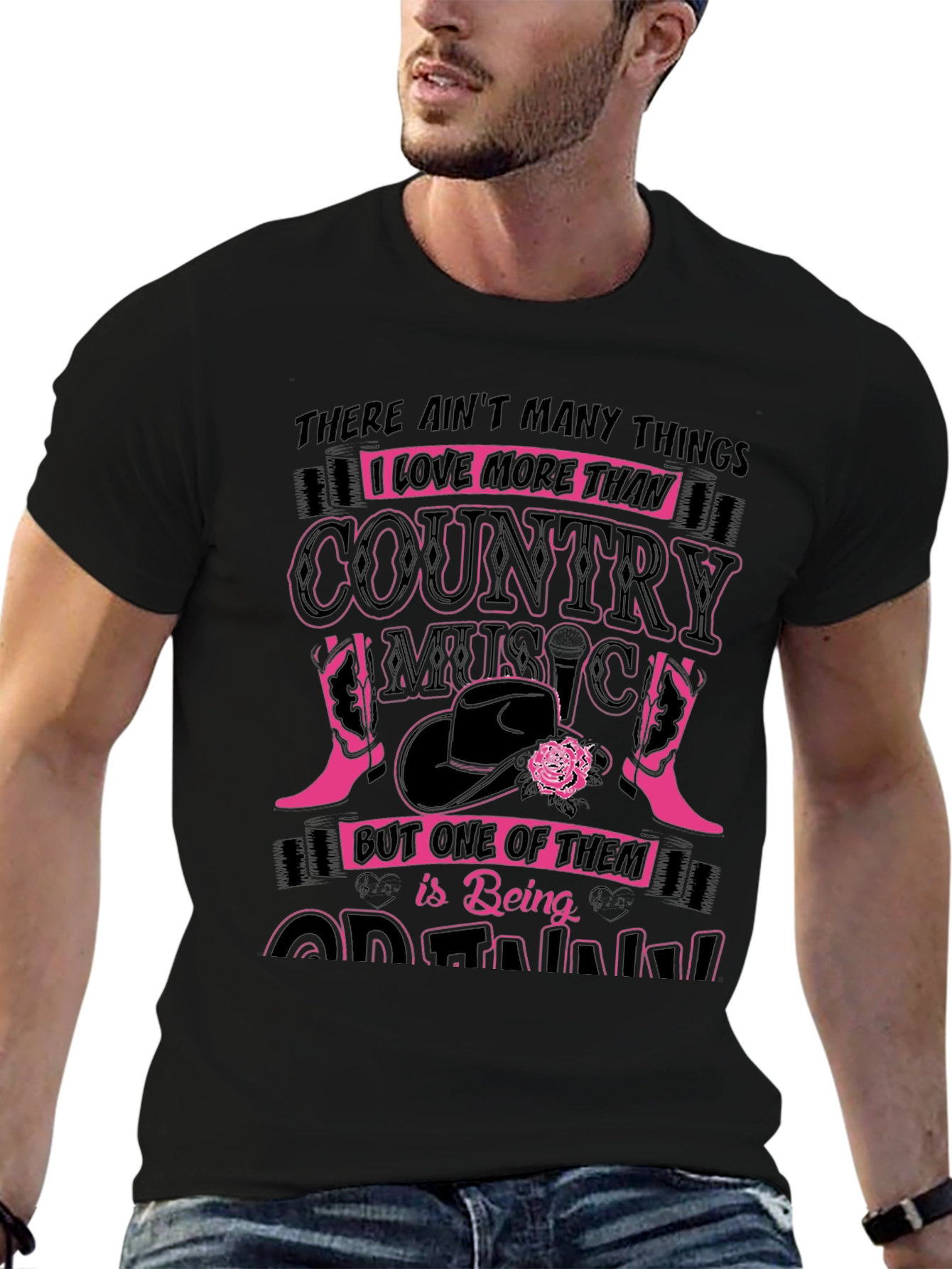 Black Country Music Graphic T-Shirt - Black view 6
