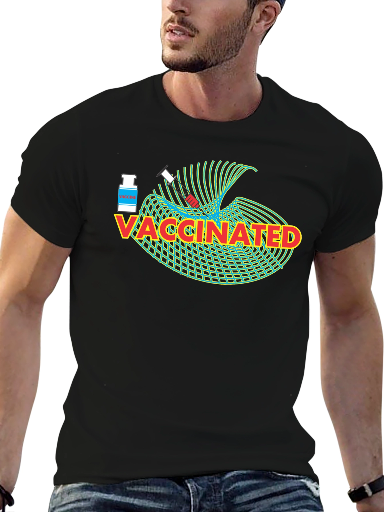 Black Vaccinated Graphic Tee - Novelty Design view 6