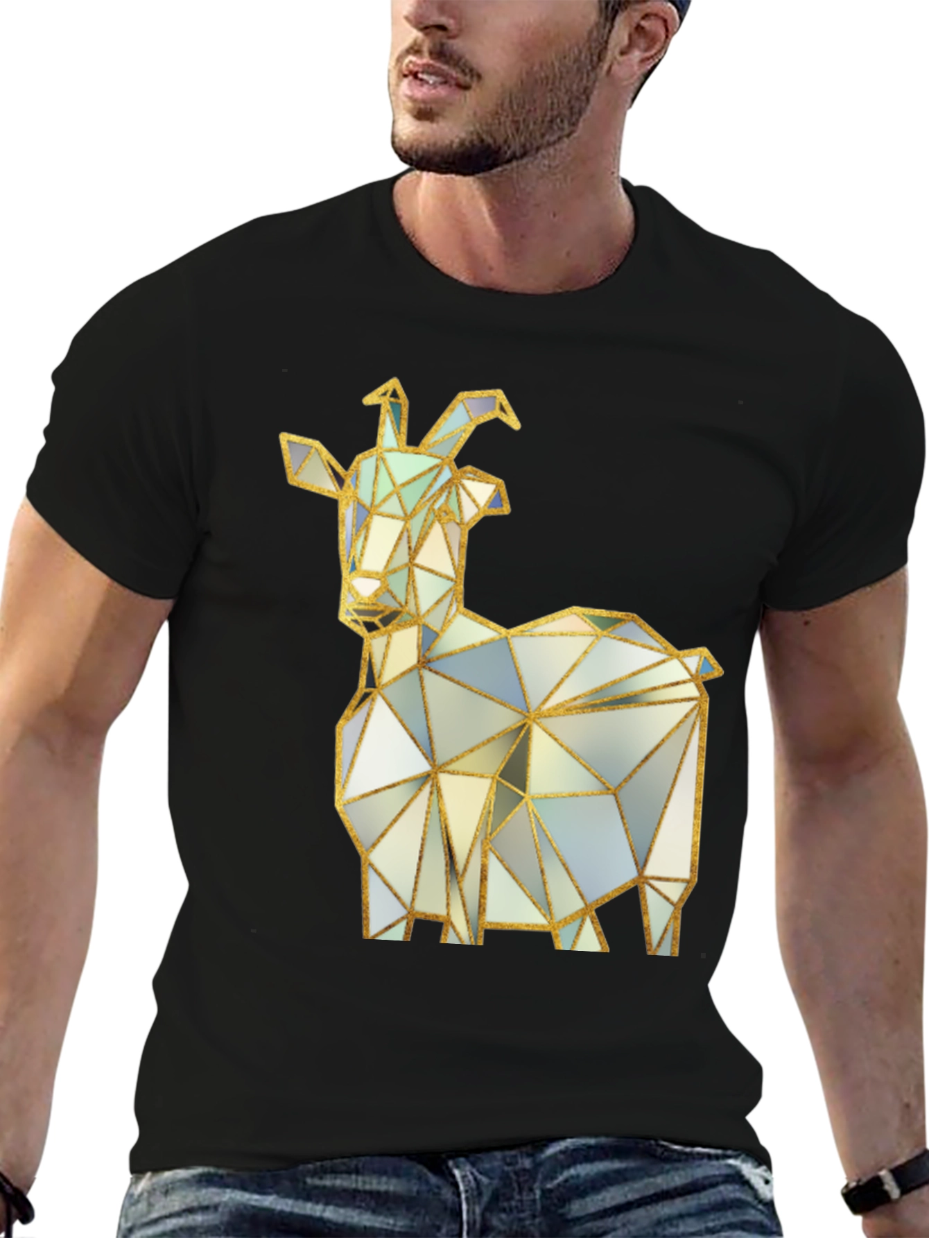 Black Geometric Goat T-Shirt - Black view 6
