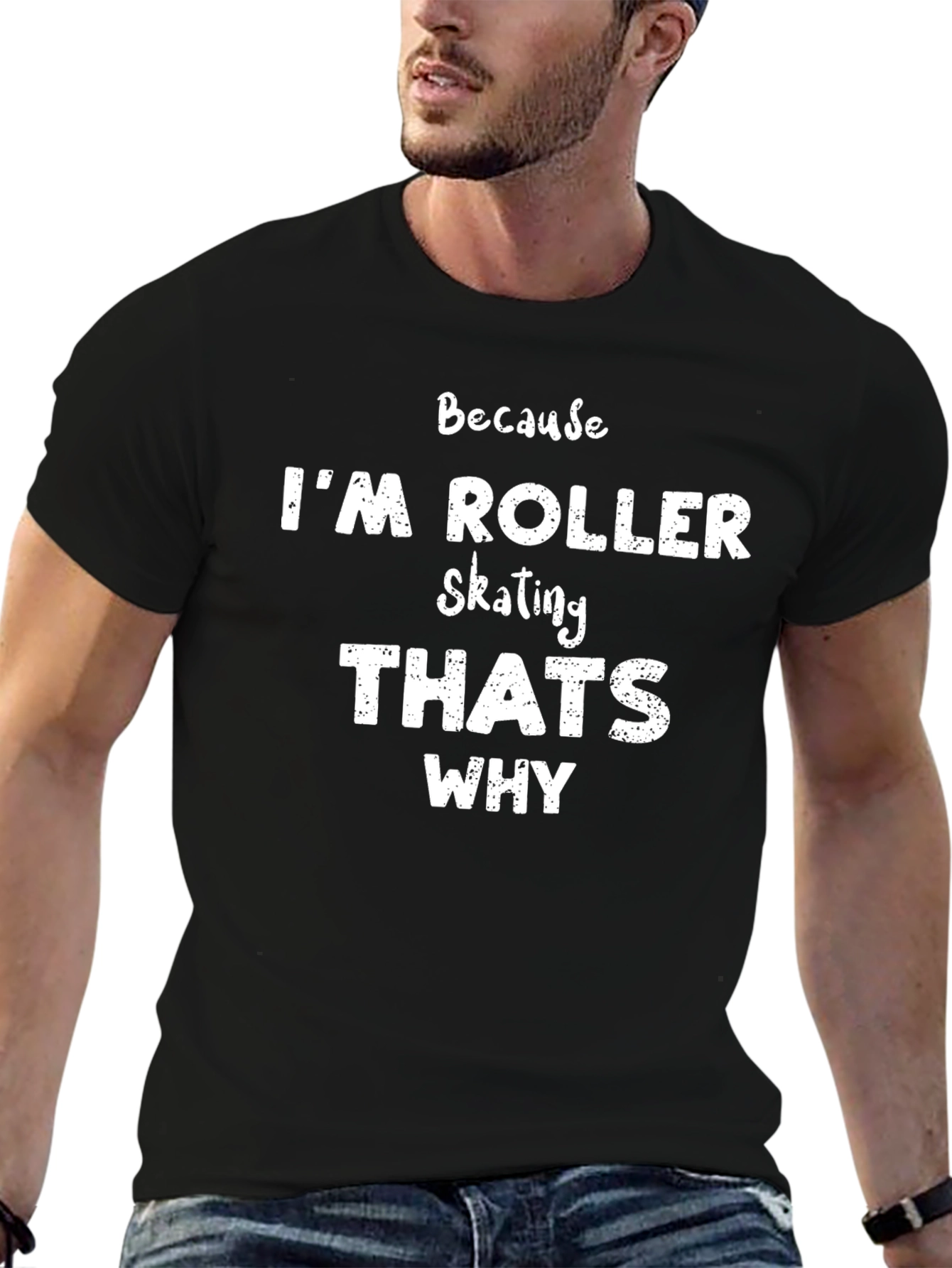 Black Roller Skating Humor T-Shirt - Why I'm Roller Skating view 6