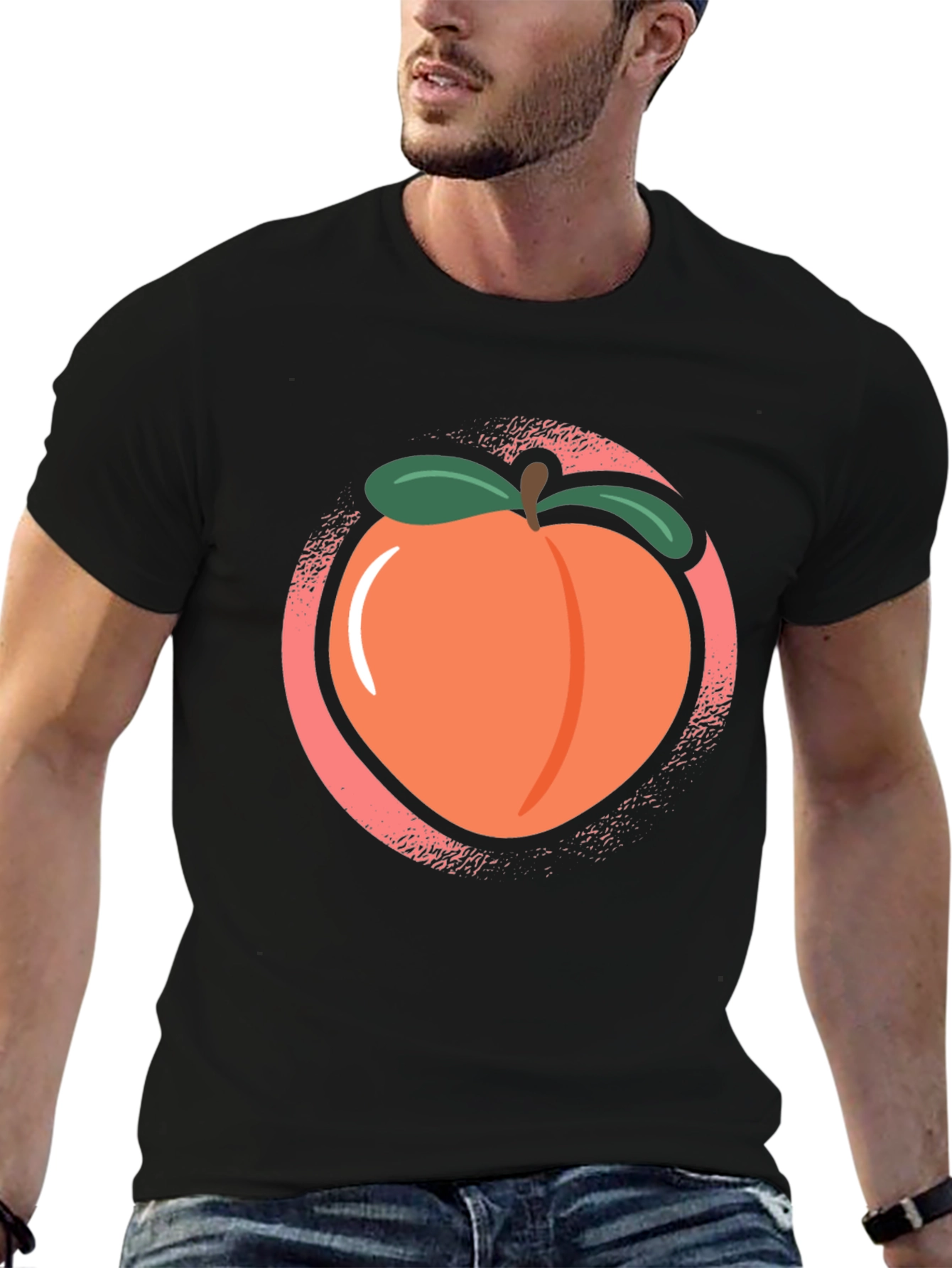 Black Peach Graphic Black Tee view 6
