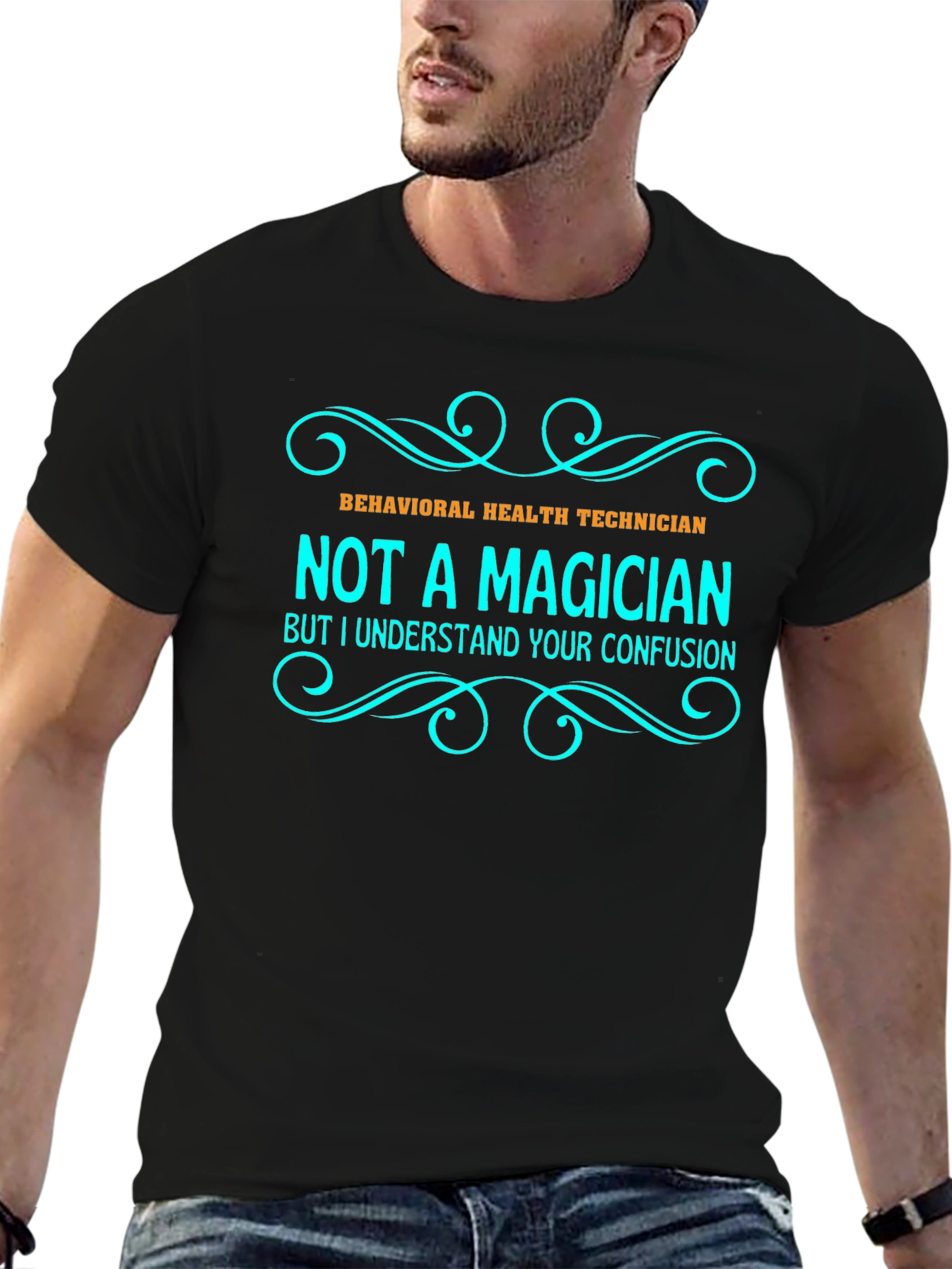 Black Behavioral Health Technician T-Shirt - Not a Magician view 6