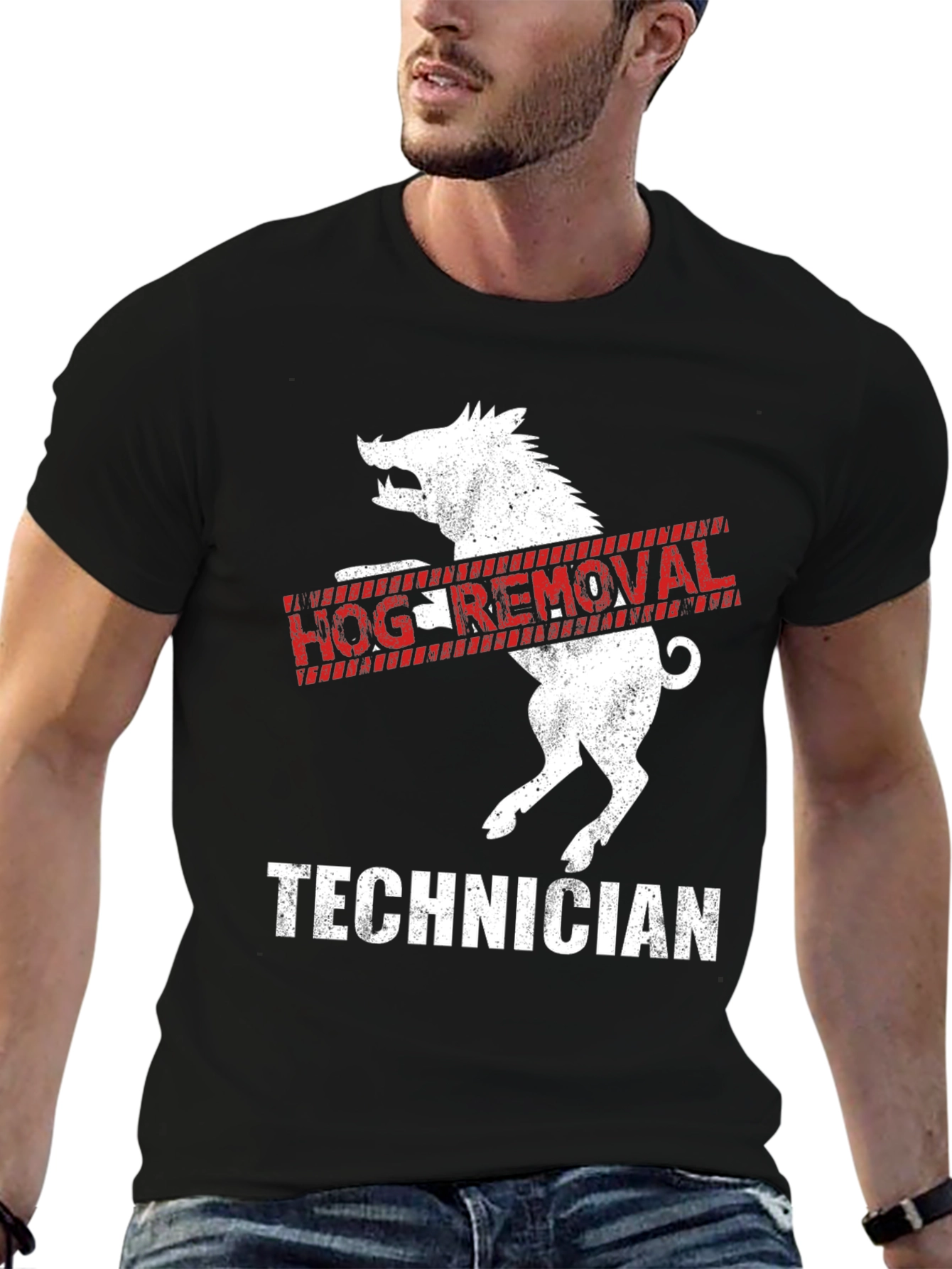 Black Hog Removal Technician Graphic Tee view 6